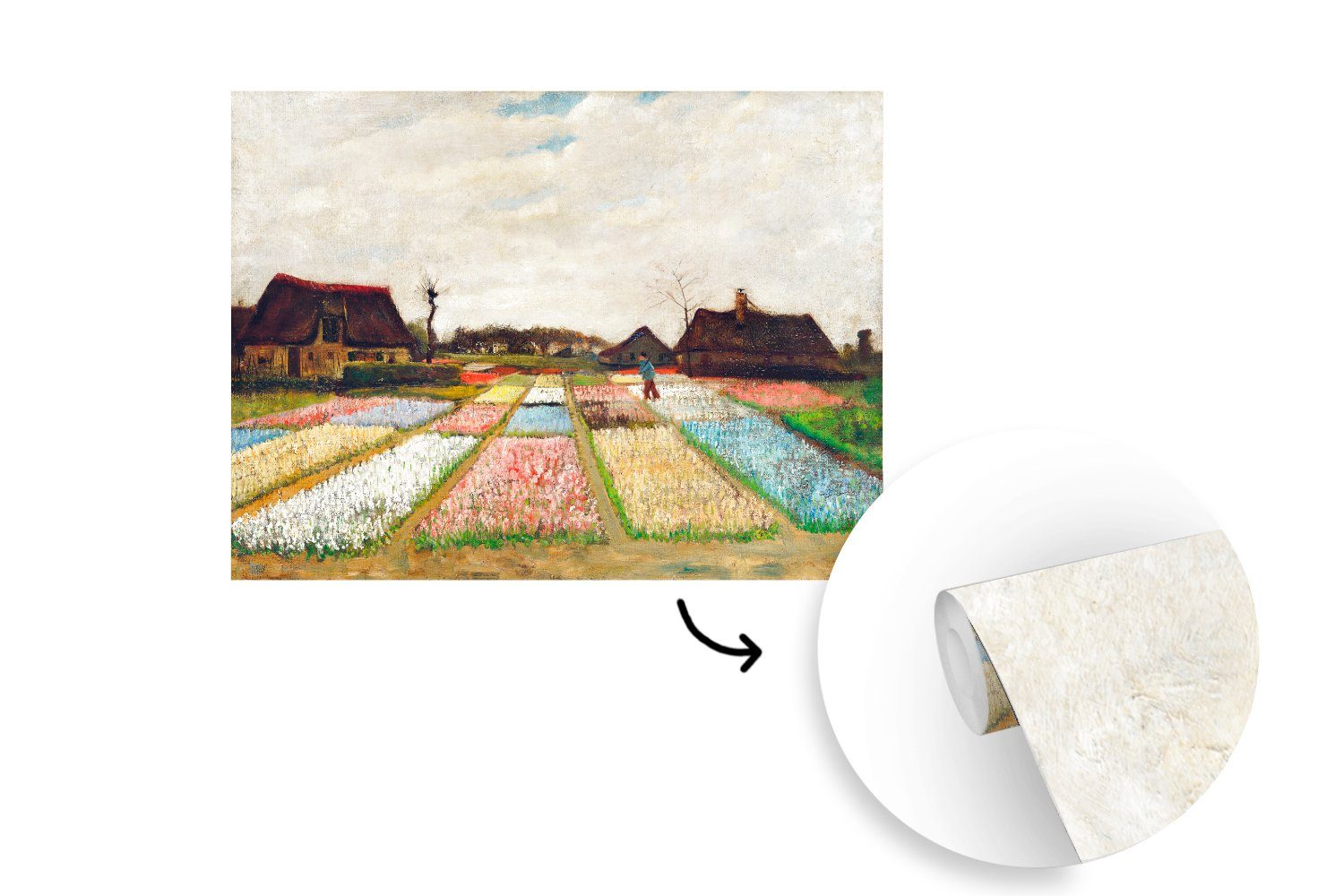 - (6 Zwiebelfelder Gogh, Fototapete St), Vincent Wohnzimmer, Wallpaper Matt, bedruckt, Vinyl MuchoWow van Schlafzimmer, für Kinderzimmer, Tapete