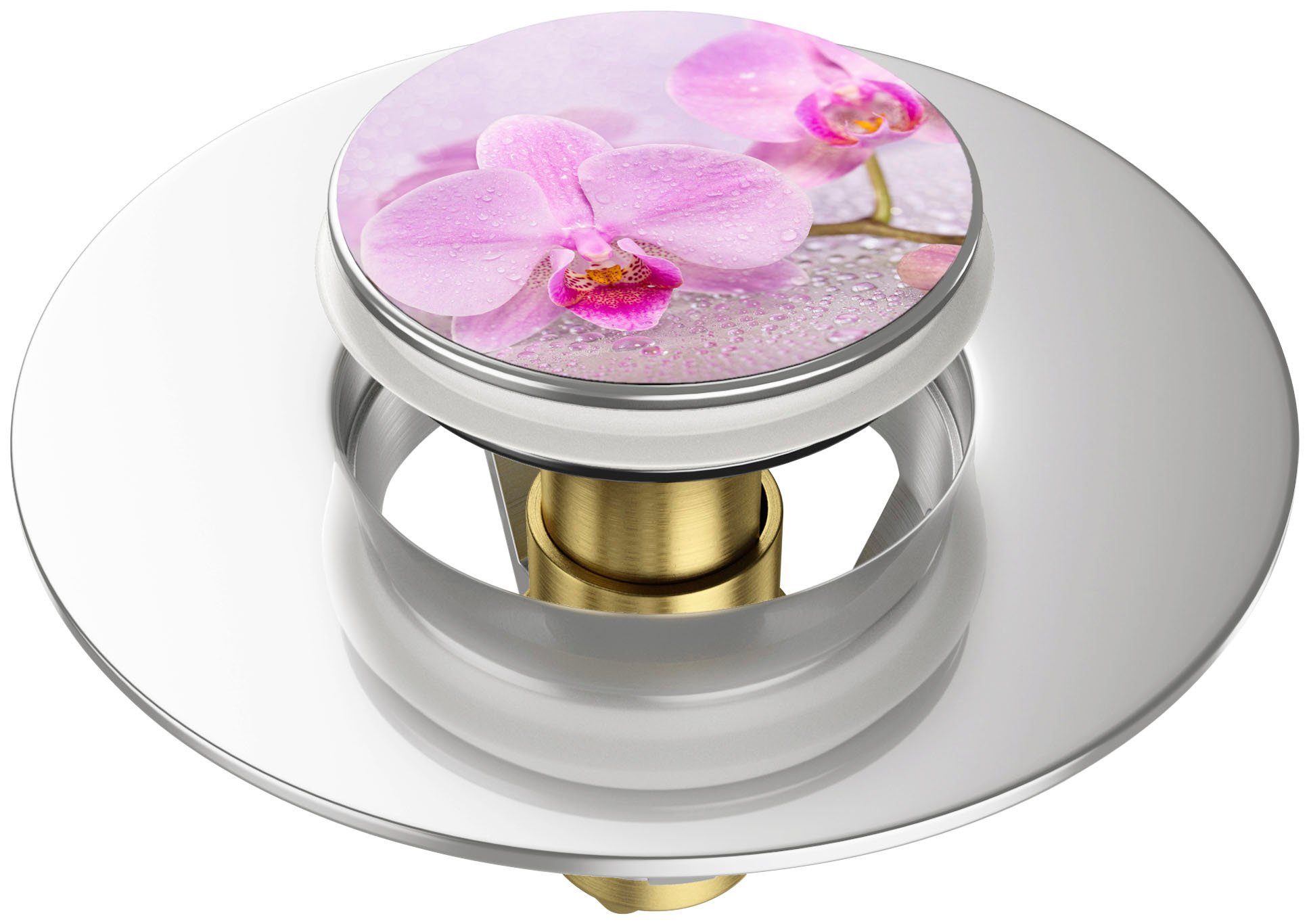 Sanilo Waschbeckenstöpsel Pop-Up Blooming, Ø 6,2 cm, 100% wasserdicht, kräftige Farben, hochwertig