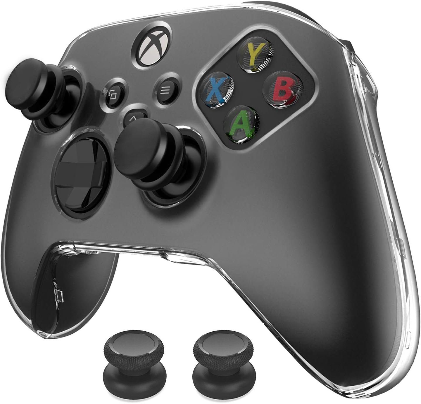 HYTIREBY Schutzhülle für Xbox Series X/S Controller Zubehor für Xbox Contoller (transparent, rutschfest, Zubehör-Set mit Daumengriffen)