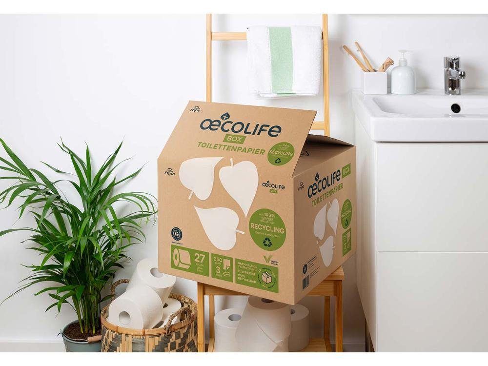oecolife Toilettenpapier oecolife Toilettenpapier in der Box 'Recyling', 3- (27-St)