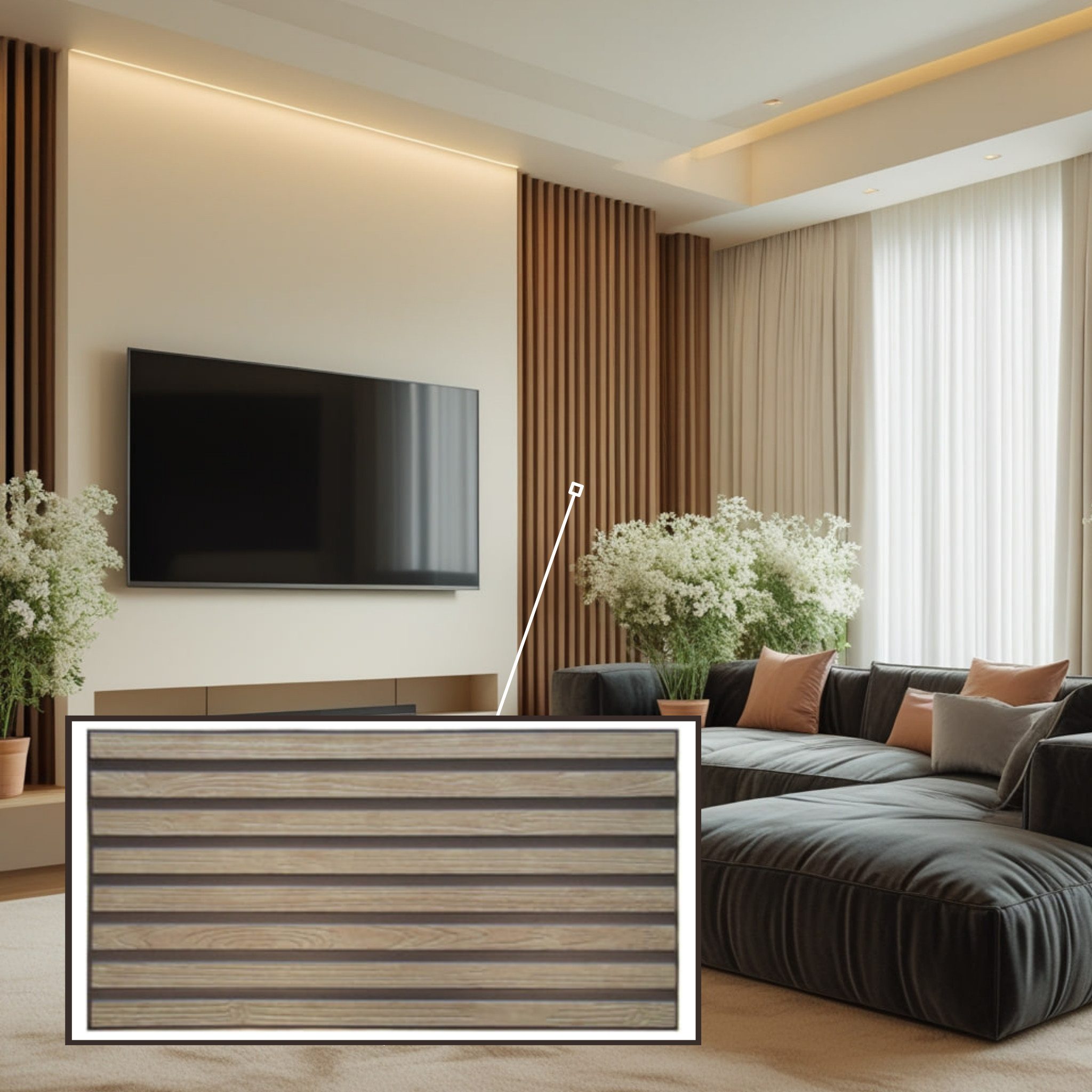 STM Company 3D Wandpaneel 3D-Wandpaneele PVC, Lamellen Optik, 1-20 Platten - 0.5-10 m², (1-tlg) Für Wohnzimmer, Küche & Bad, Einfache DIY-Montage