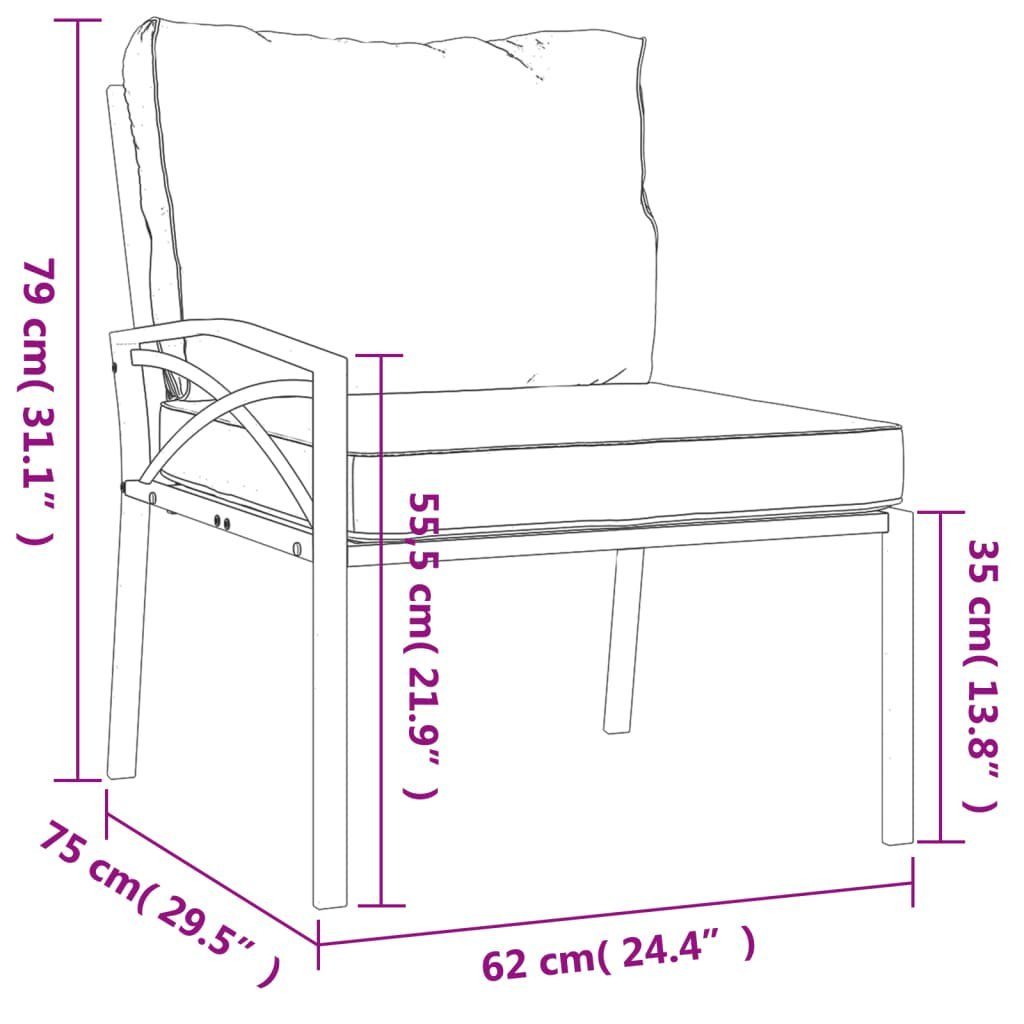 DOTMALL vidaXL Loungesofa Gartenstühle 62x75x79 2 2 cm Kissen Teile Grauen Stahl, Stk. mit