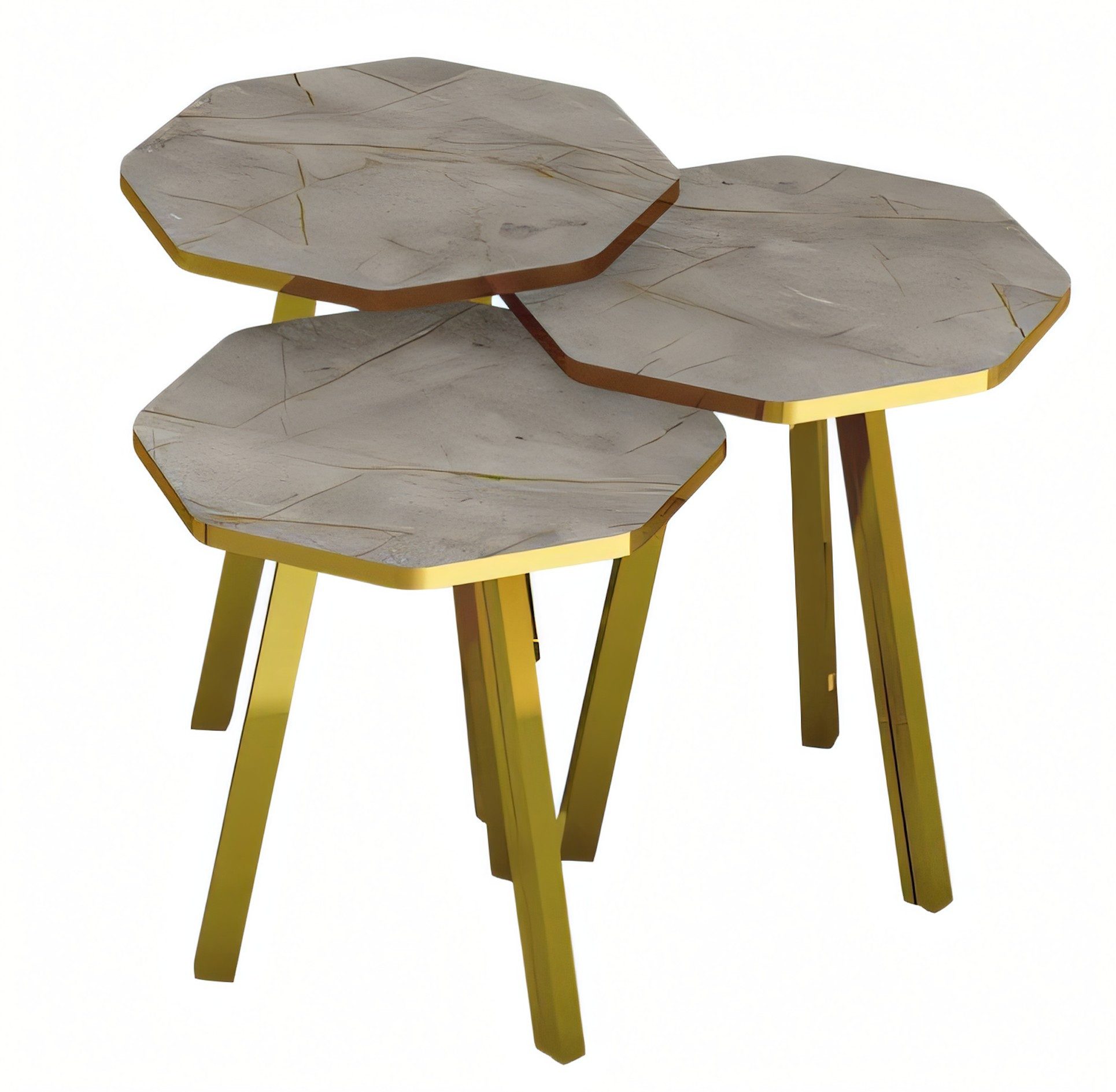 Xlmoebel Satztisch Couchtisch-Set aus Holz und Metall in Grau von XLMOEBEL (Set, 3er-Set Couchtische, grau), Made in Europa