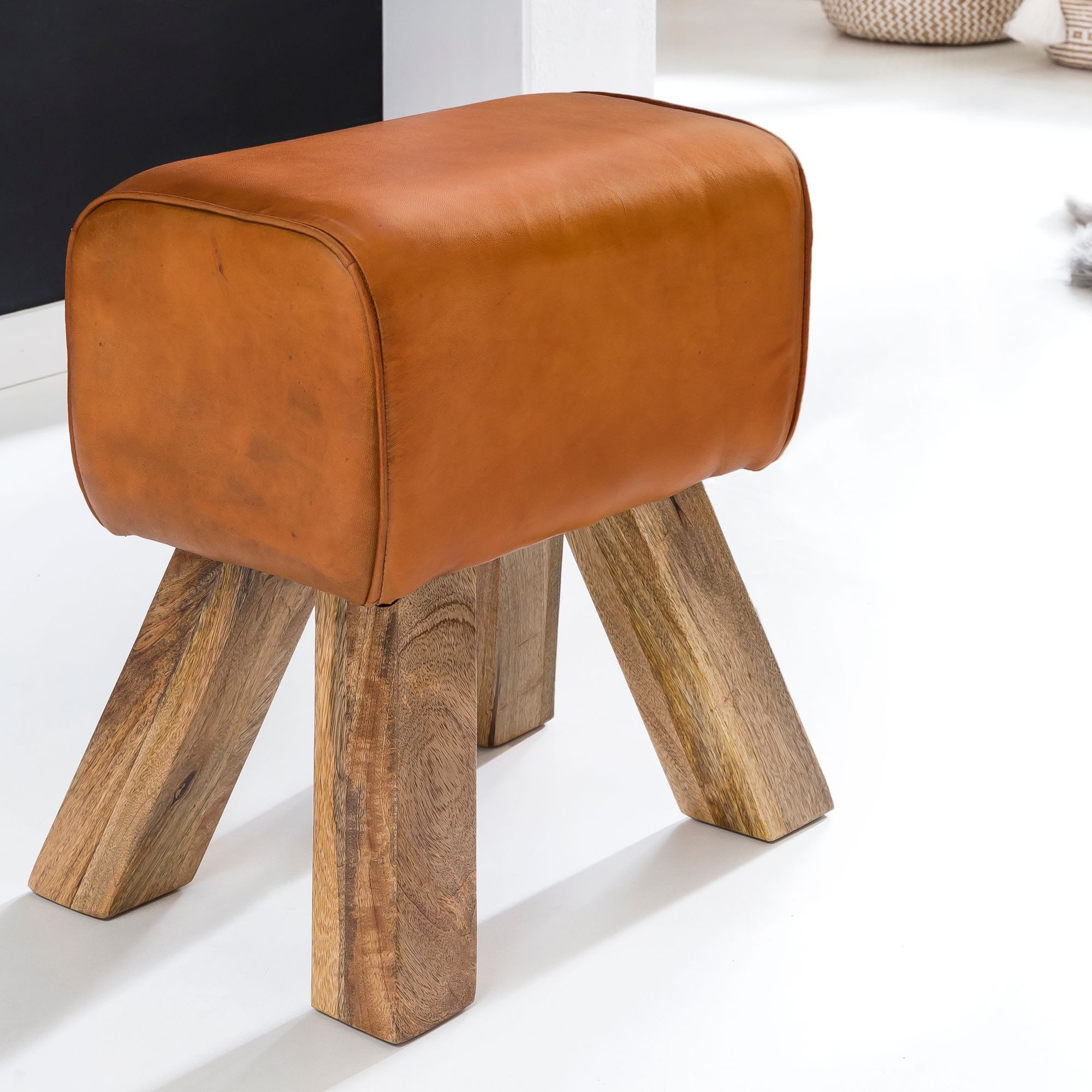 FINEBUY Sitzhocker SuVa6434_1 (Turnbock Echtleder Hocker günstig online kaufen