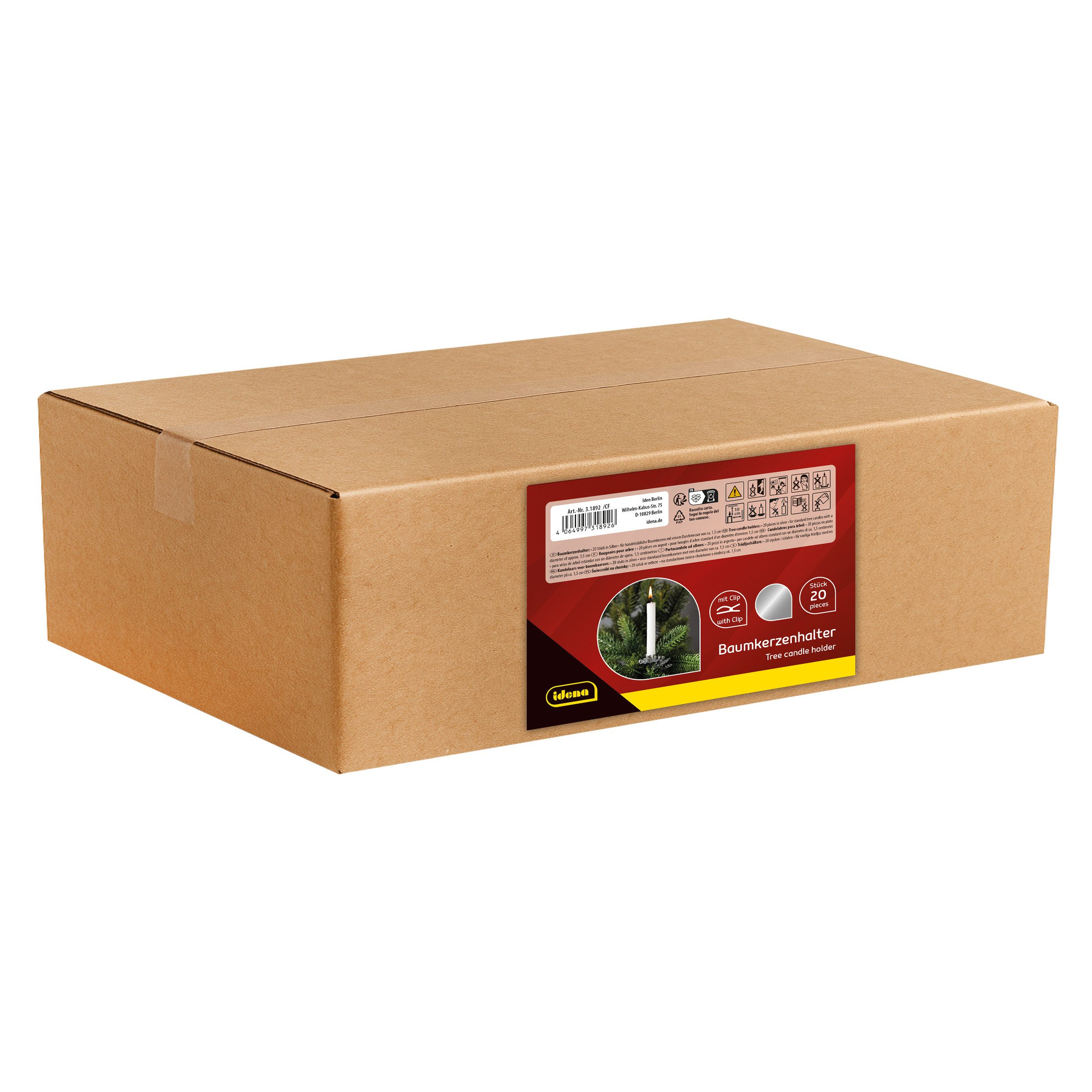 Idena Kerzenhalter Idena Baumkerzenhalter mit Clip silber 20 Stück günstig online kaufen