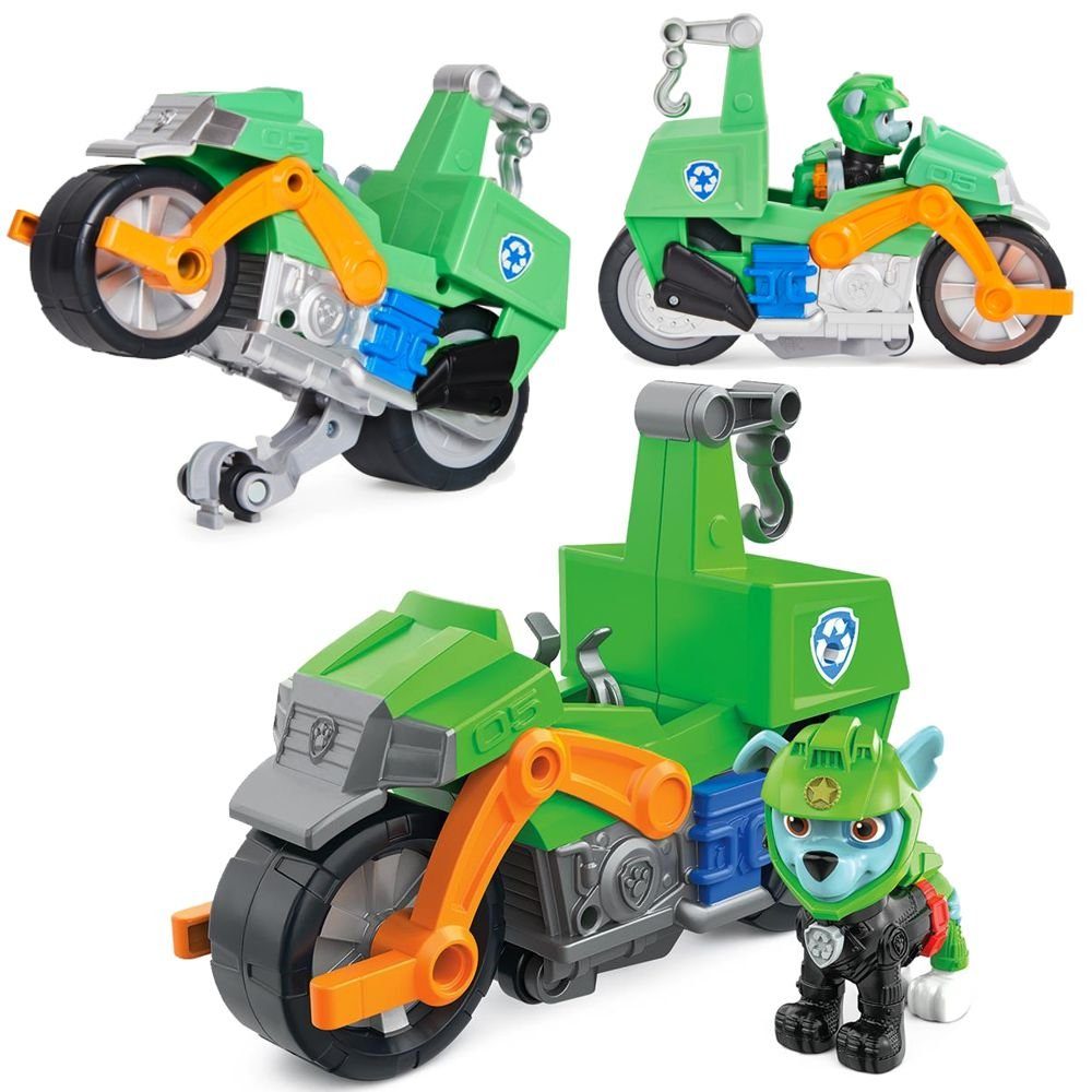 PAW PATROL Spielzeug-Auto Moto Pups Motorräder Pull Back Motor und Spielfiguren Paw Patrol Rocky