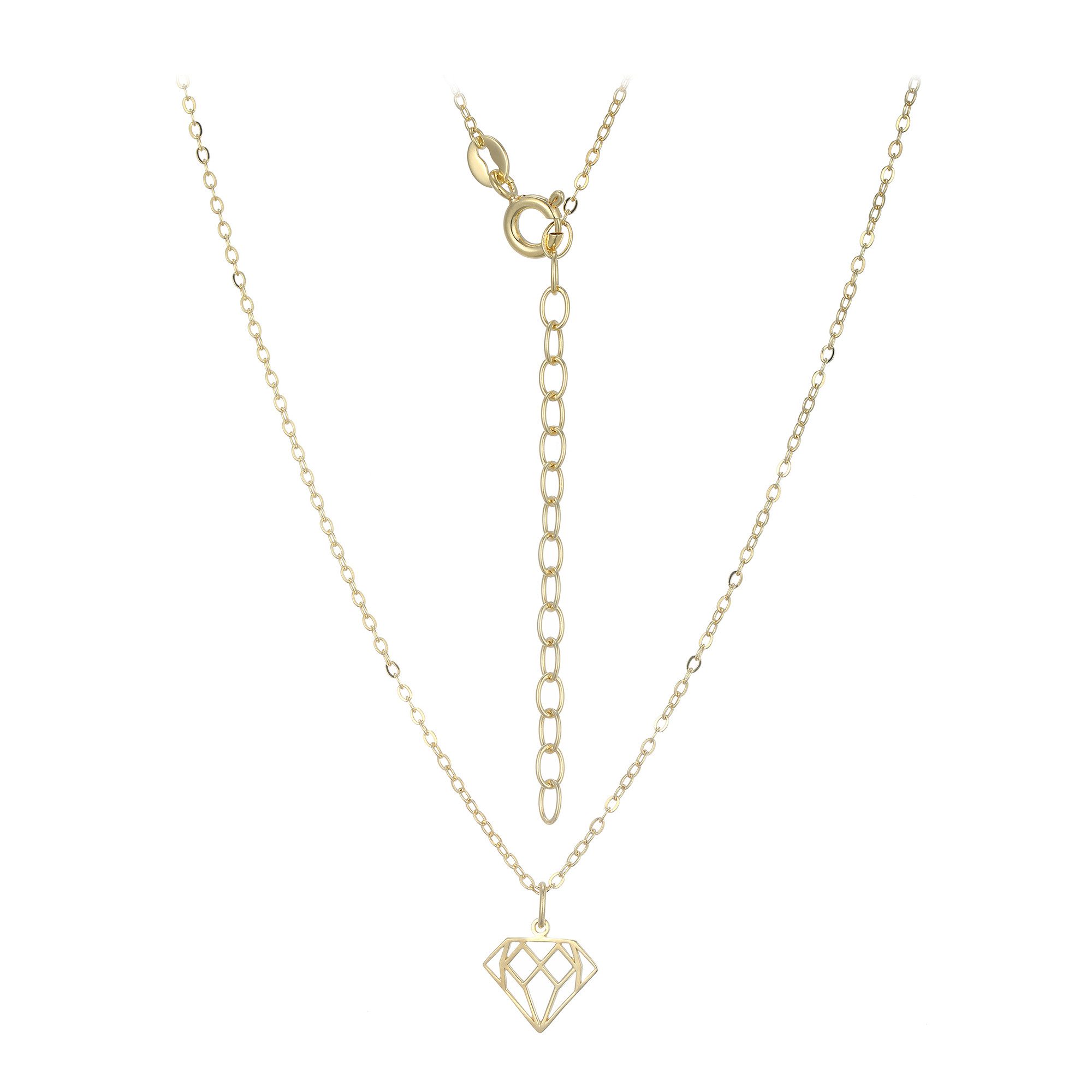 Silberkette Cavill Sterling Silber Kette 45-50 cm, vergoldet, diamantförmig