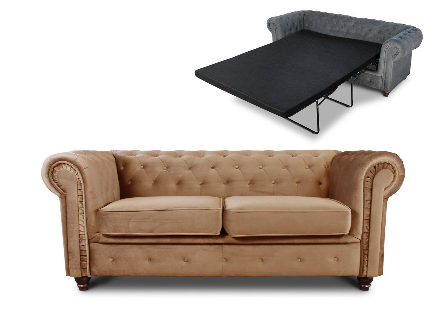 Bis, Asti Chesterfield Schlafsofa Sofagarnitur, mit Schlaffunktion, Bettsofa 2 Sofa Sofnet 2-er,