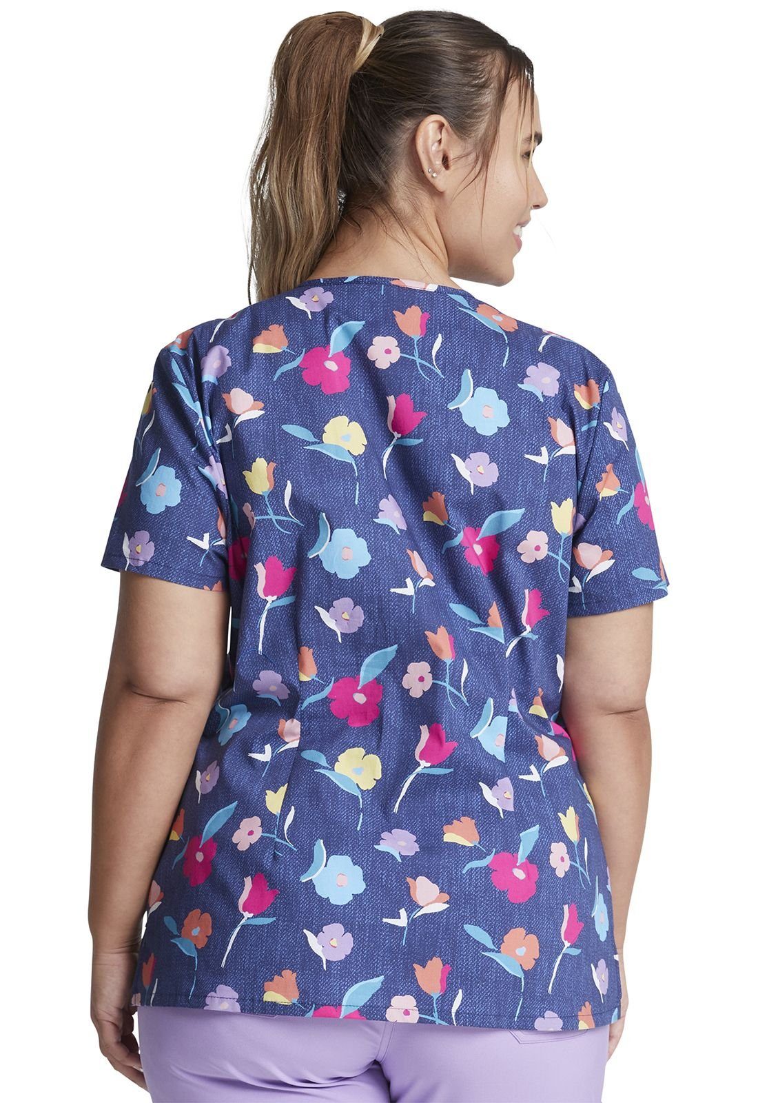 Dickies Funktionsbluse Bunt bedruckter Damen Kasack "bunte Blumen" Kasack mit Motiv