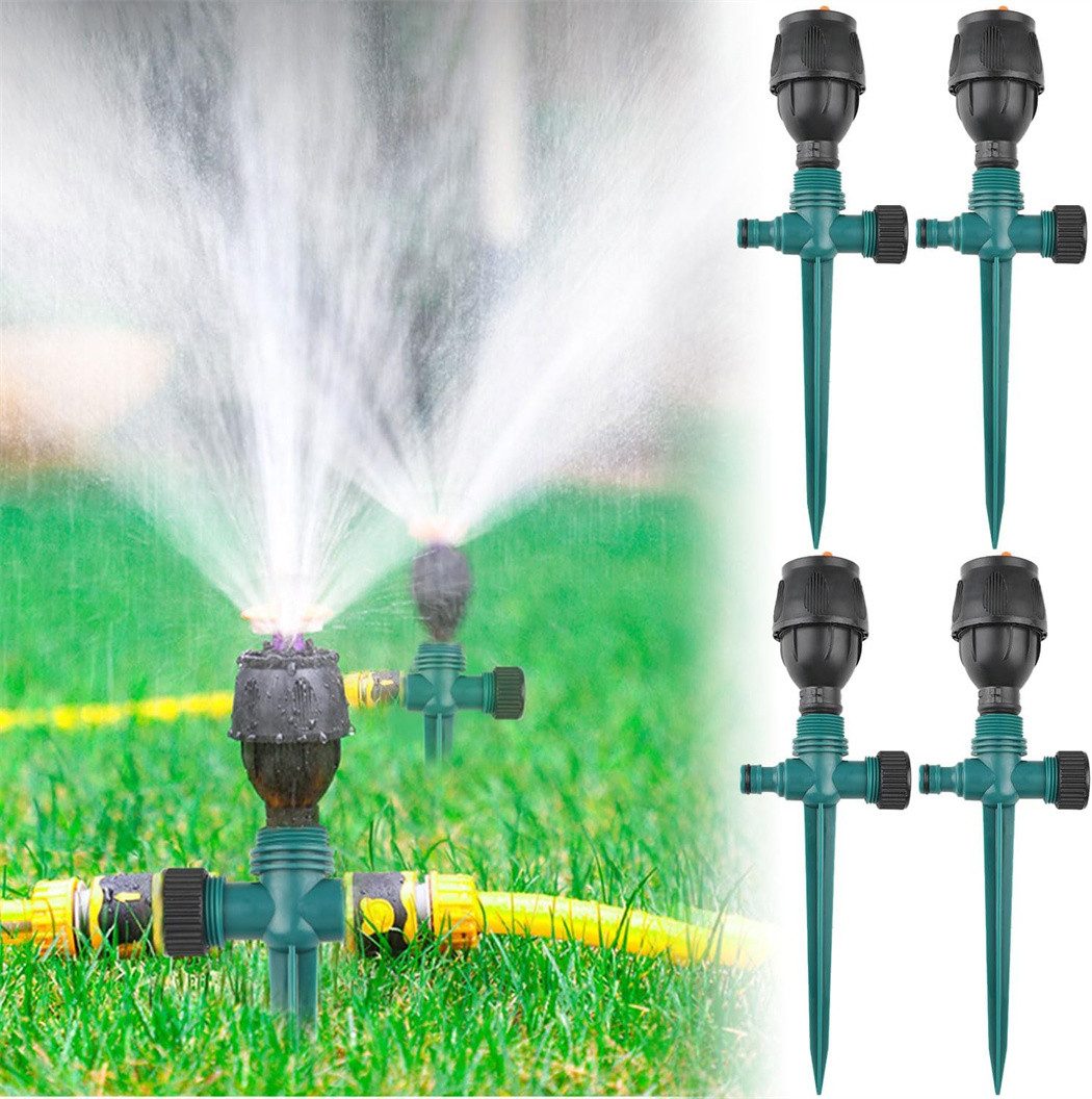 RefinedFlare Gartenschlauch Gartensprinkler, 360° automatische Bewässerung, 4-teiliges Set
