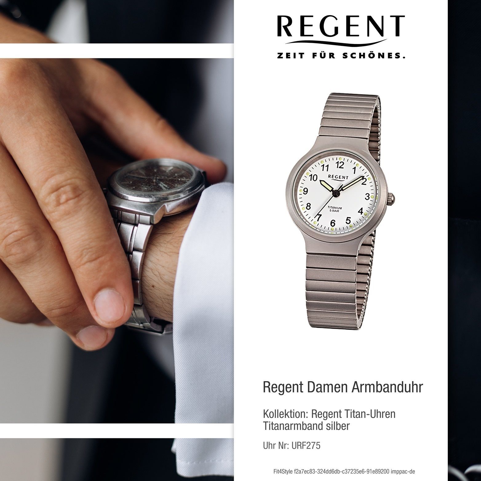 Regent Titanuhr klein 28mm) Herrenuhr Titanarmband, weiß rundes Uhr Titan Gehäuse, Damen, Regent (ca. Damen-Herren F-275