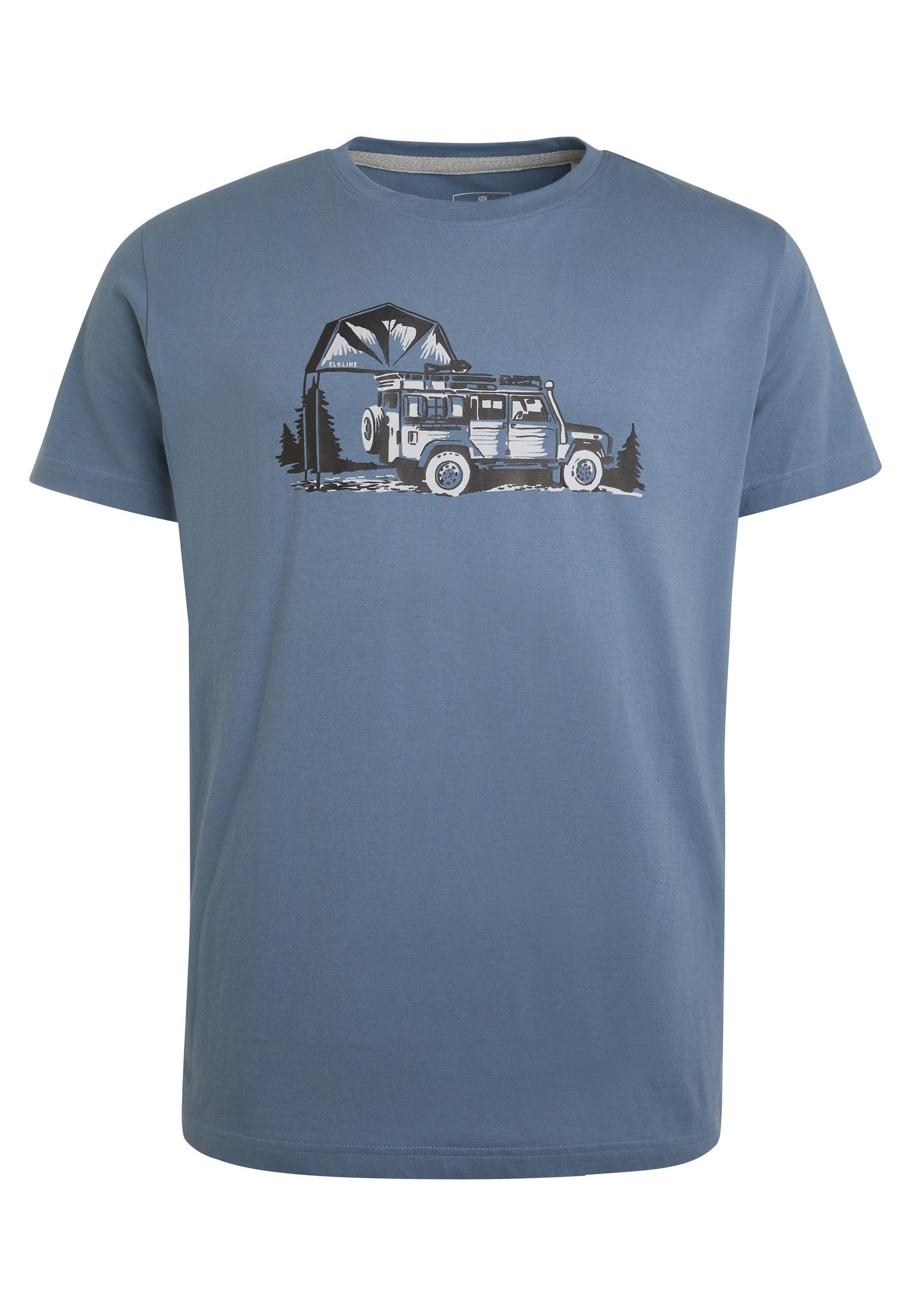 Elkline T-Shirt Beside Mainstream Auto Brust Print ashblue