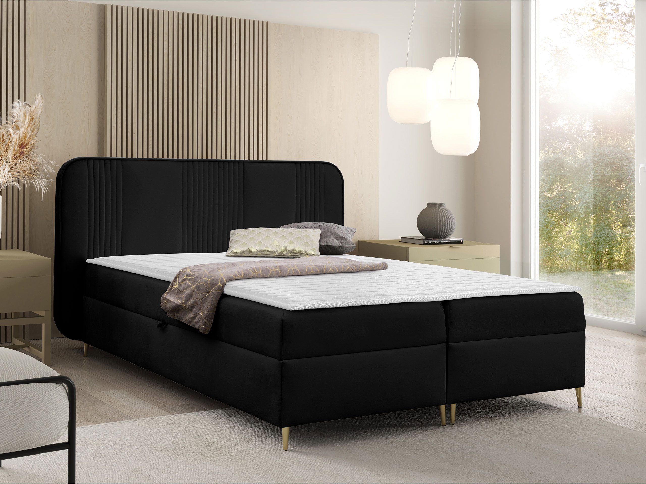 MIRJAN24 Boxspringbett Fandy (mit zwei Bettkästen), Metallfüße, Bonellfederkern H3