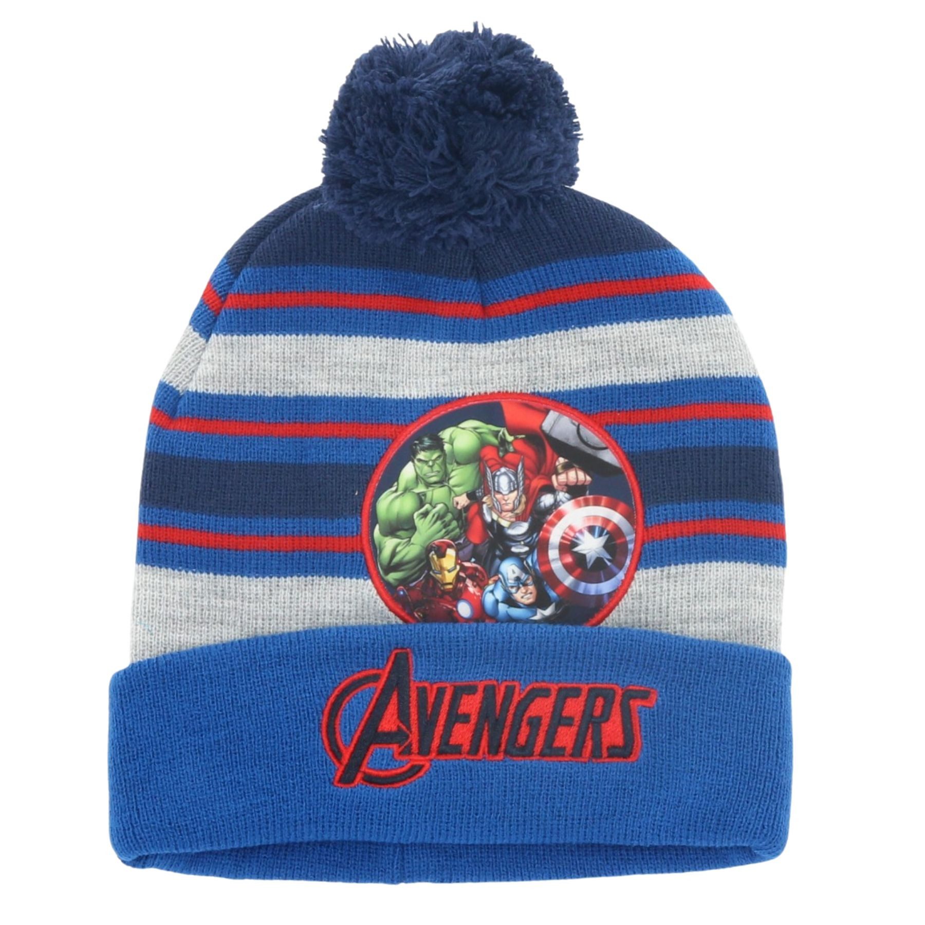 The AVENGERS Bommelmütze Wintermütze mit Bommel – Coole Onesize Mütze für Kinder