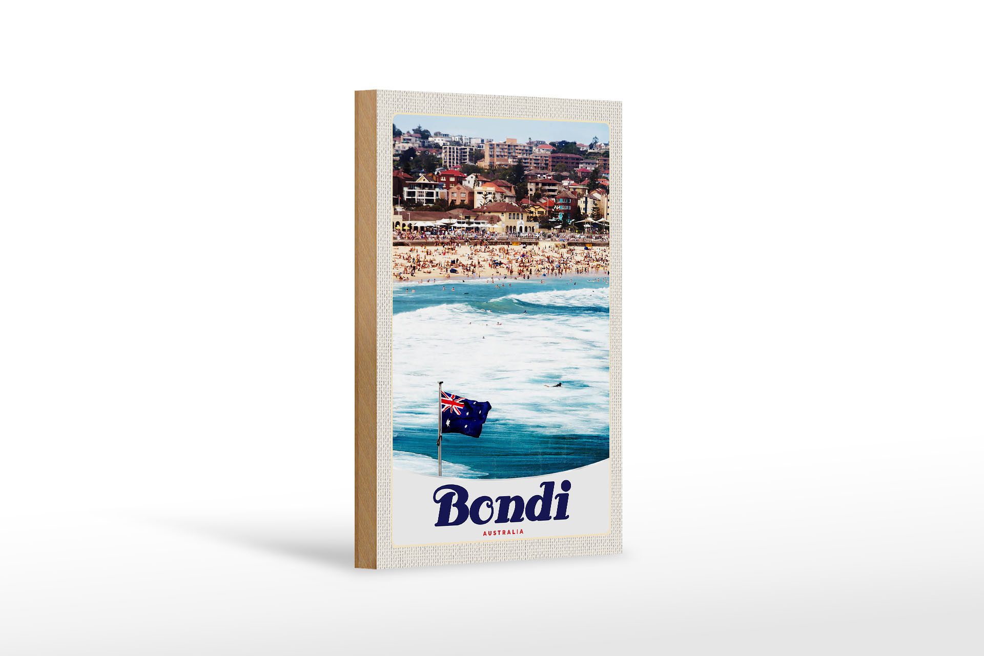 Holzbild Reise 12x18 cm Bondi Australien Urlaub Strand