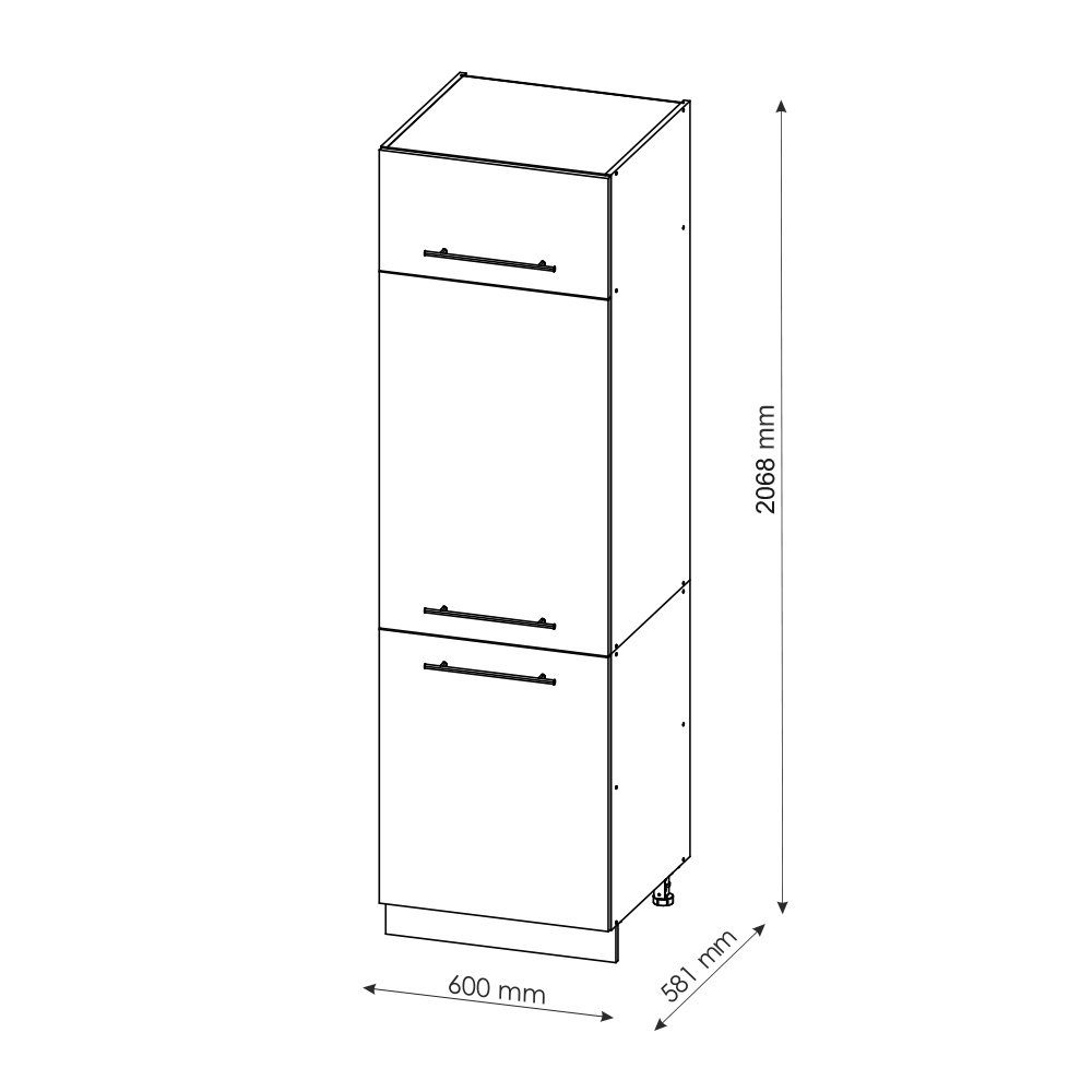 Vicco Kühlumbauschrank Fame-Line, Grün-Gold Landhaus/Goldkraft Eiche, 60 cm (1-St)