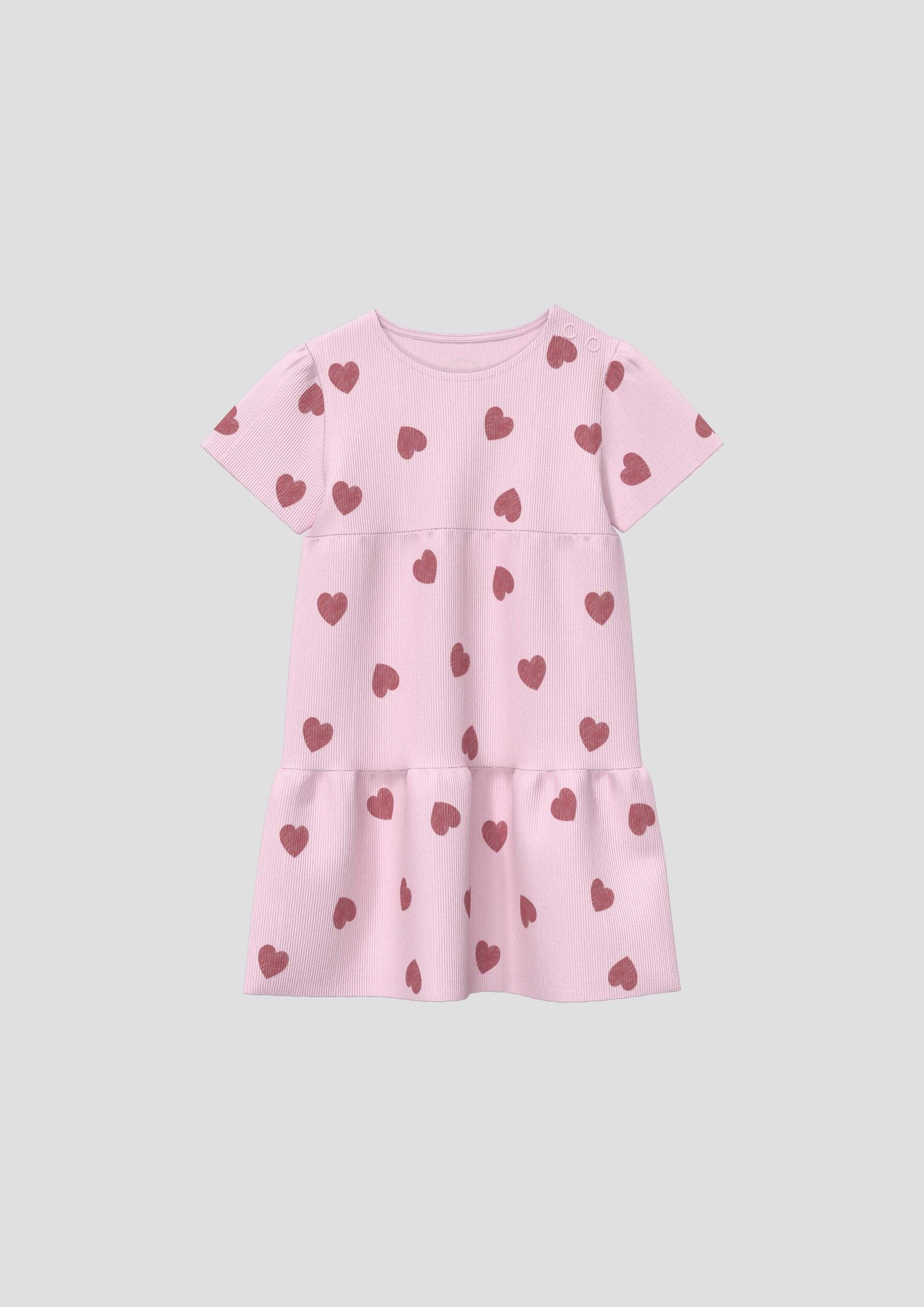 s.Oliver Minikleid Kleid Kurzes Kleid aus Rippware mit Print und Puffärmeln