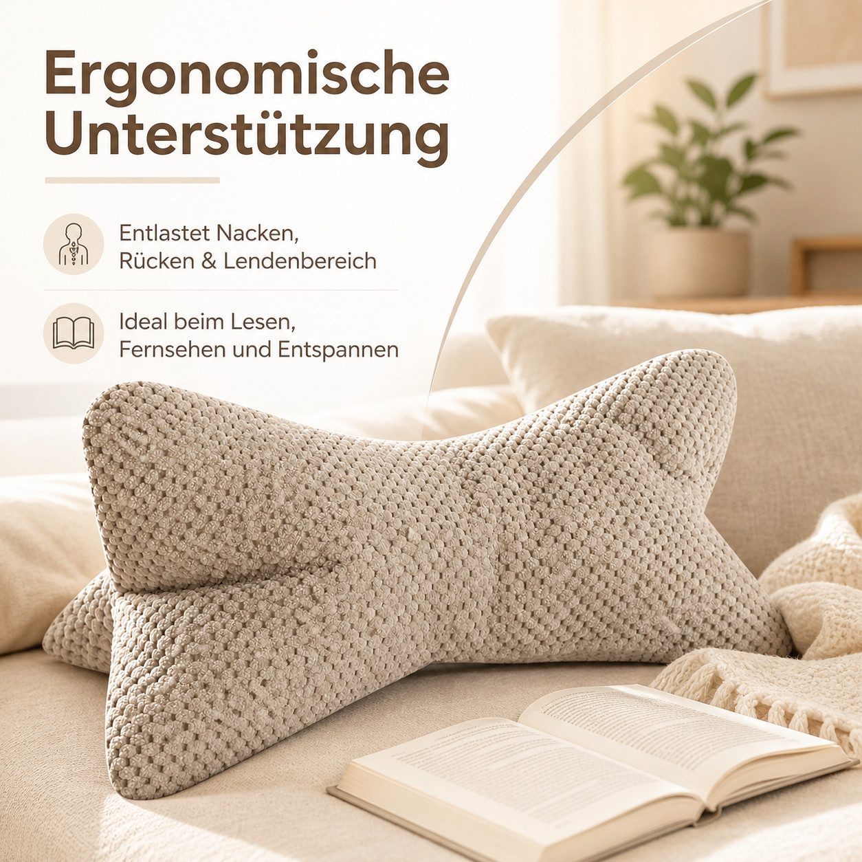 Magma Heimtex Buchkissen Lesekissen Leseknochen Comodo - Natur