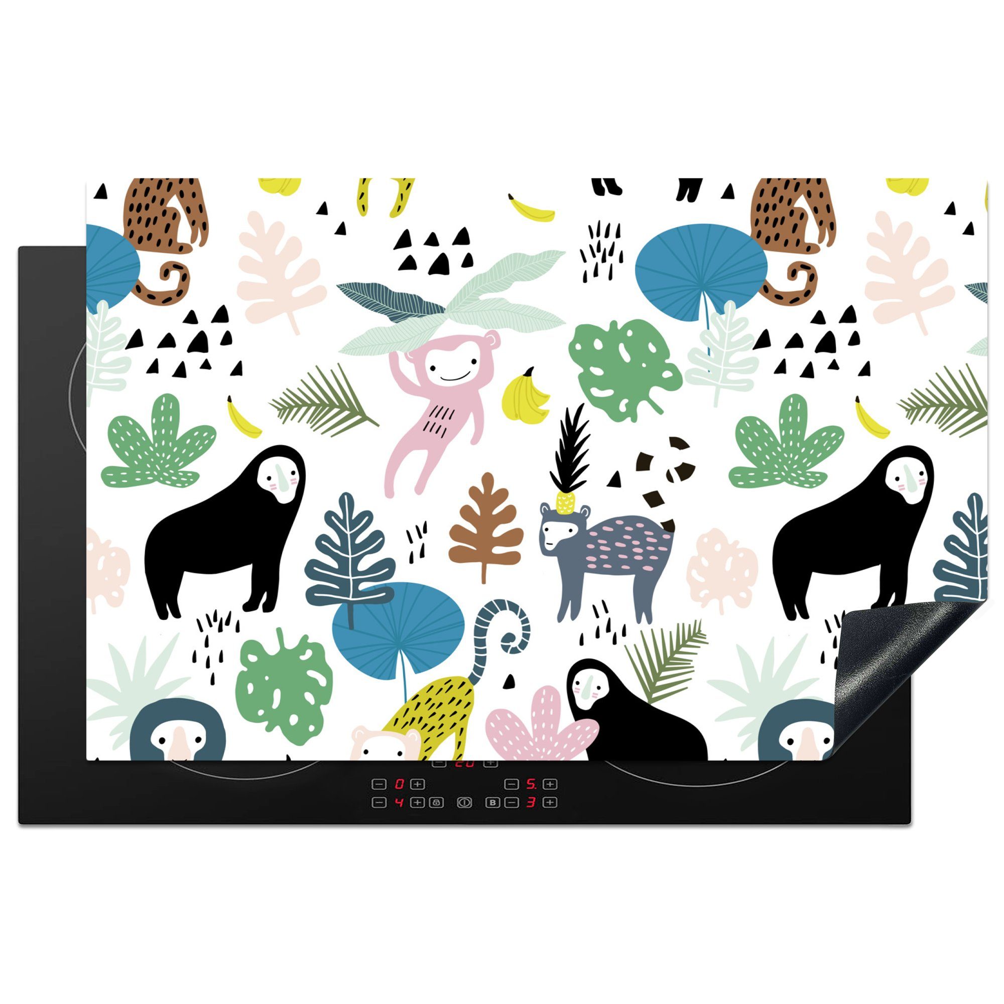 MuchoWow Herdblende-/Abdeckplatte Tiere - Pflanzen - Dschungel, Vinyl, (1 tlg), 81x52 cm, Induktionskochfeld Schutz für die küche, Ceranfeldabdeckung