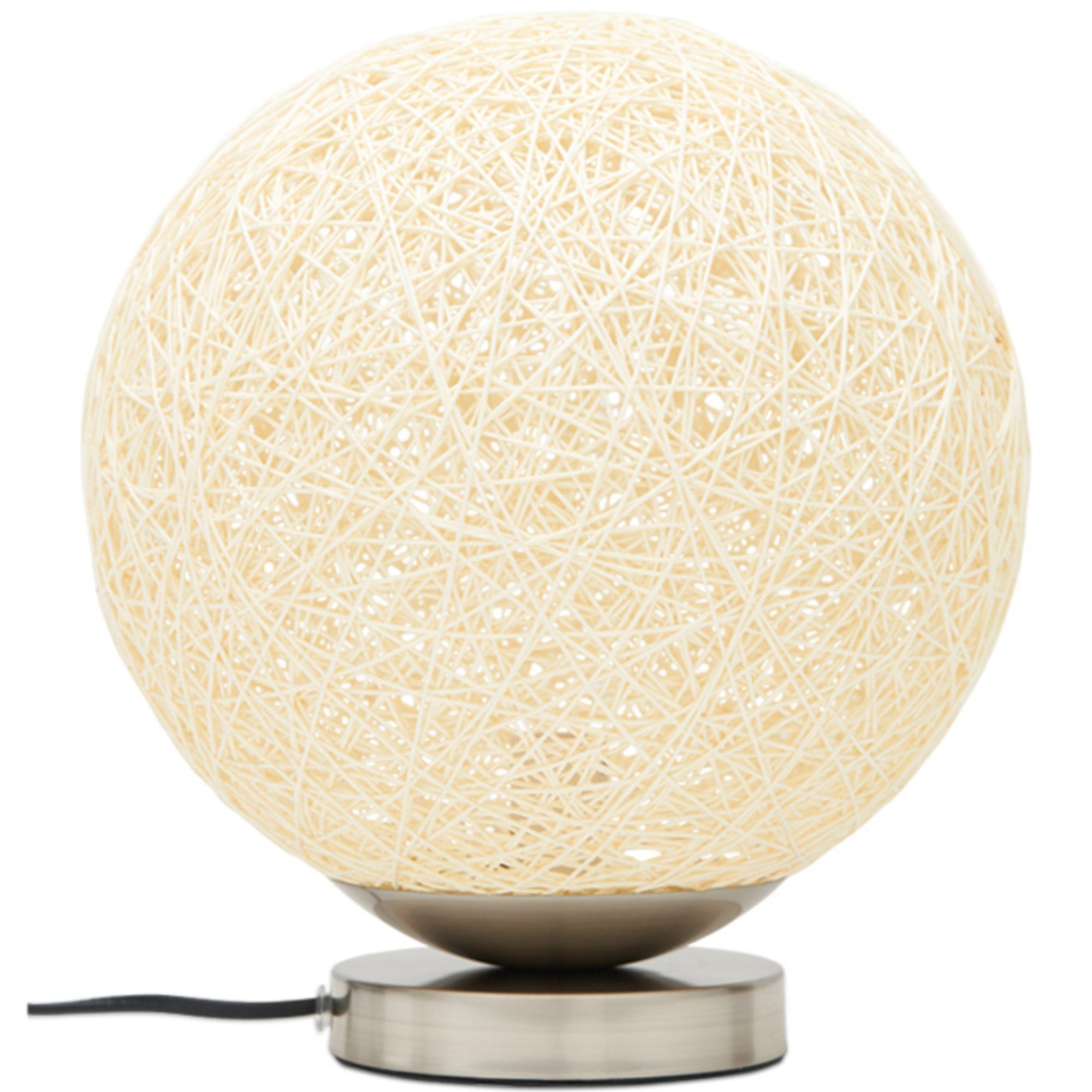 KONSIMO® Tischleuchte KOLLA Nachttischlampe Tischlampe Rattan-Lampenschirm silber/creme, Leuchmittel wechselbar, 1,5m, E14. € 29,00