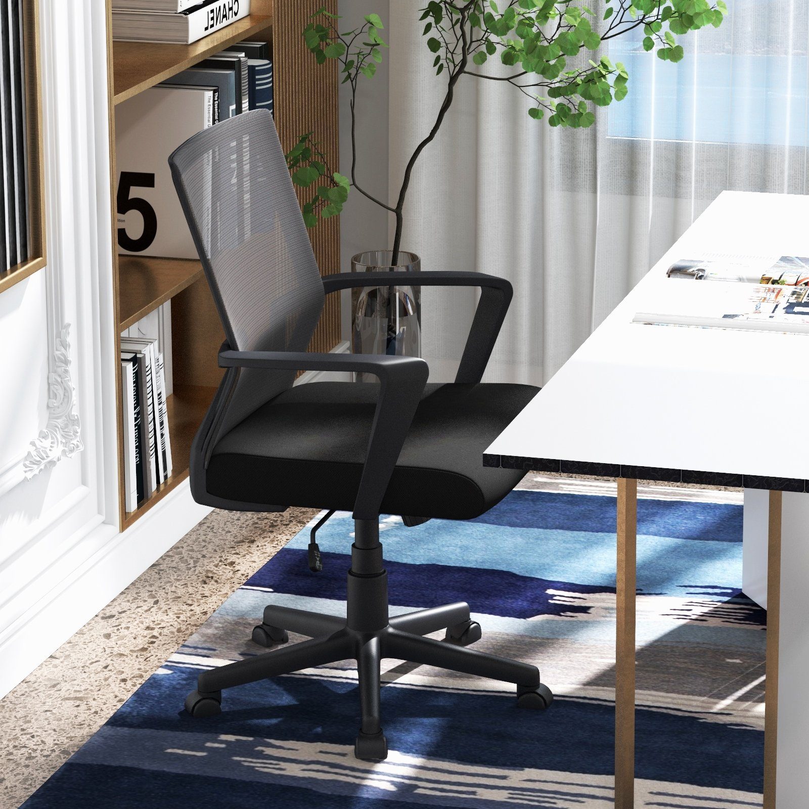 COSTWAY Bürostuhl, mit Lordosenstütze und Wippfunktion günstig online kaufen