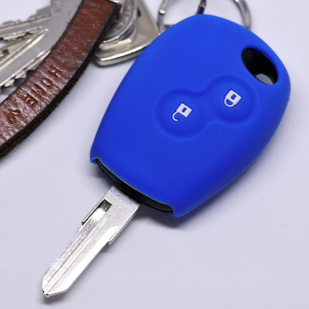 mt-key Schlüsseltasche Autoschlüssel Softcase Silikon Schutzhülle Blau, für Dacia Dokker Sandero Duster Lodgy Logan Renault Clio Twingo