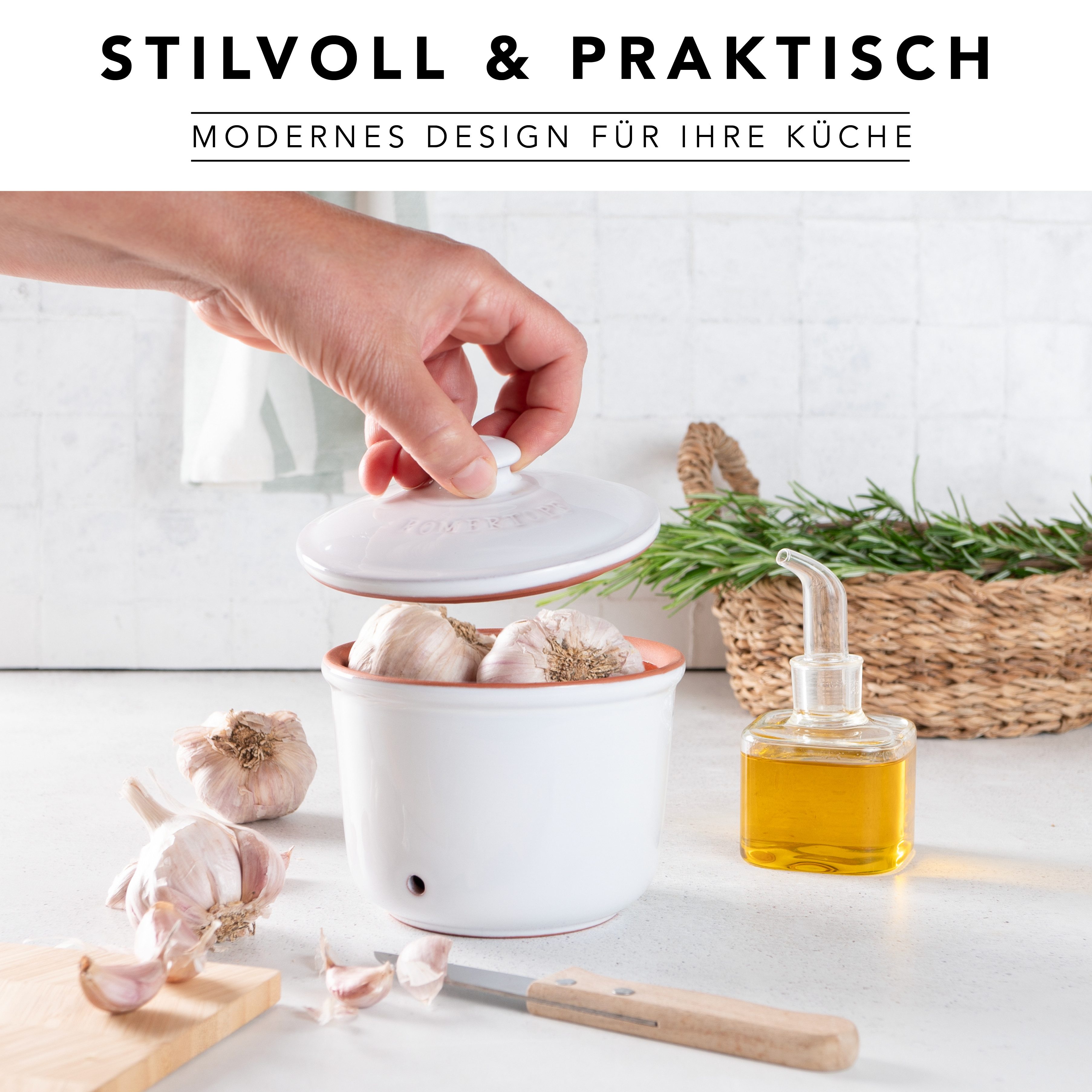 RÖMERTOPF Vorratsdose Frische-Topf 3er Set, Weiß, Keramik, (Set), aus Naturton