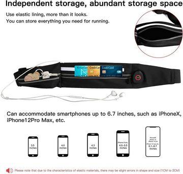 YockTec Laufgürtel RunSafe LED Laufgürtel: Reflektierende Fitness Bauchtasche (Laufgürtel-Set, 1x Laufgürtel mit LED-Streifen und Reflektor) wasserdicht, ultraleicht, verstellbarer Gurt, sichere Aufbewahrung