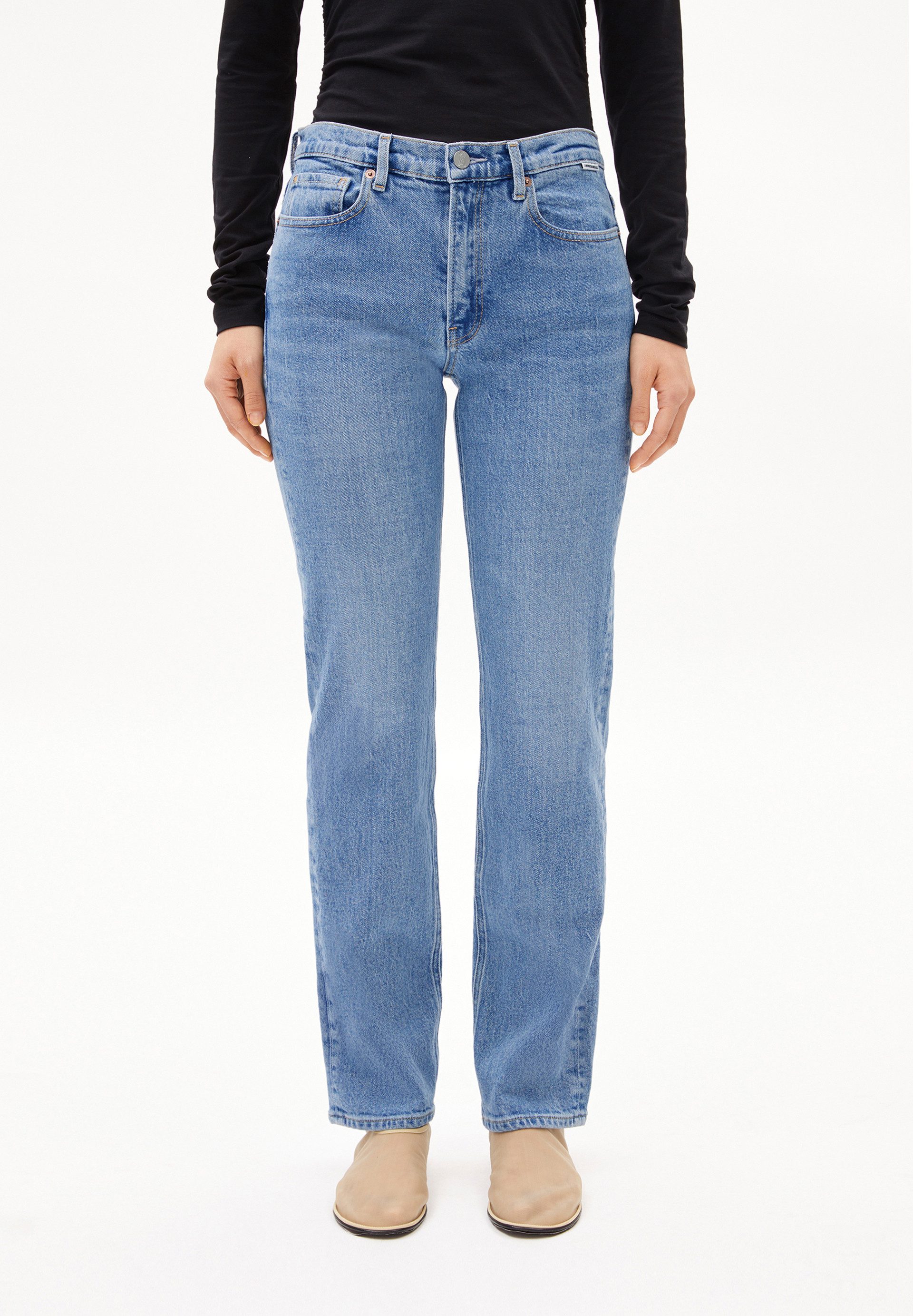 Armedangels Straight-Jeans CARENAA (Comfort-Stretch, Slim Fit) Mid waist