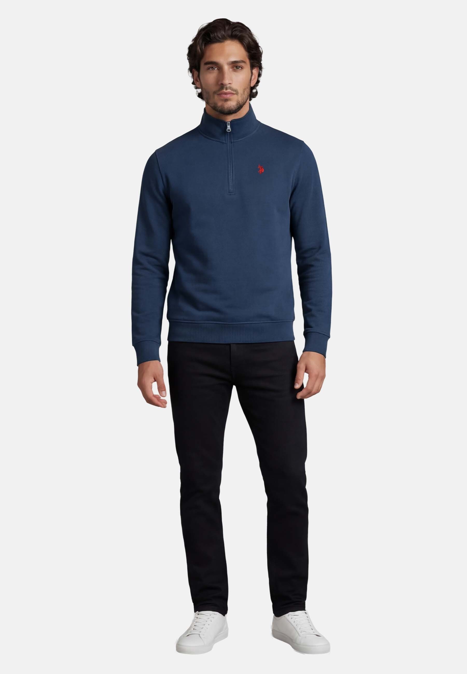 U.S. Polo Assn. Stehkragenpullover USJaaspa – Herren Sweatshirt mit Half-Zip Baumwoll-Viskose-Mix, weich, atmungsaktiv und mit Logo-Stickerei – Bild 3 von 5