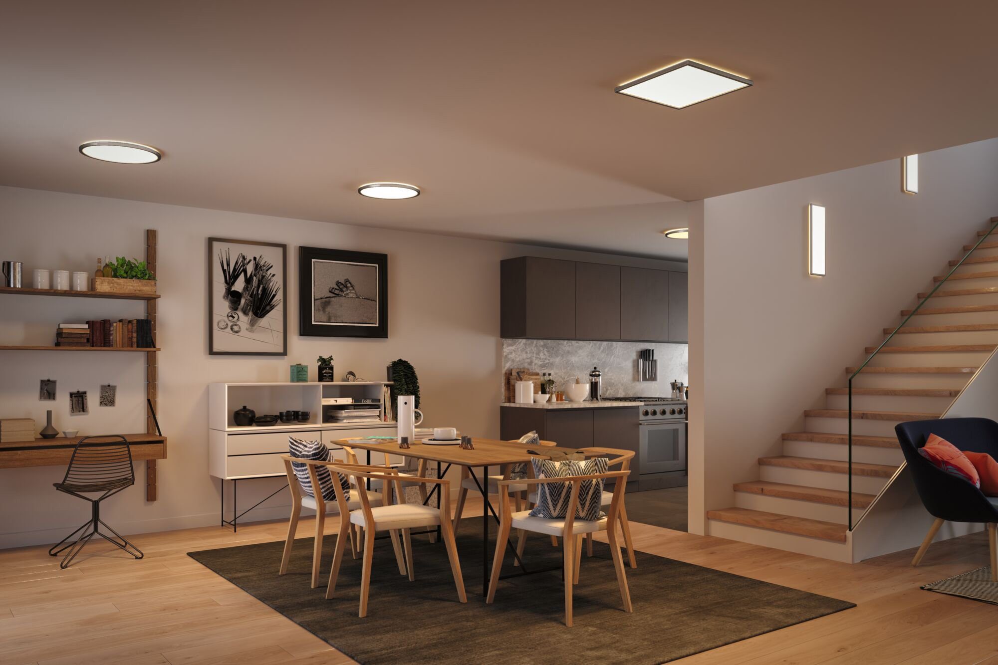 Atria fest LED Paulmann integriert, Shine, Panel LED Warmweiß