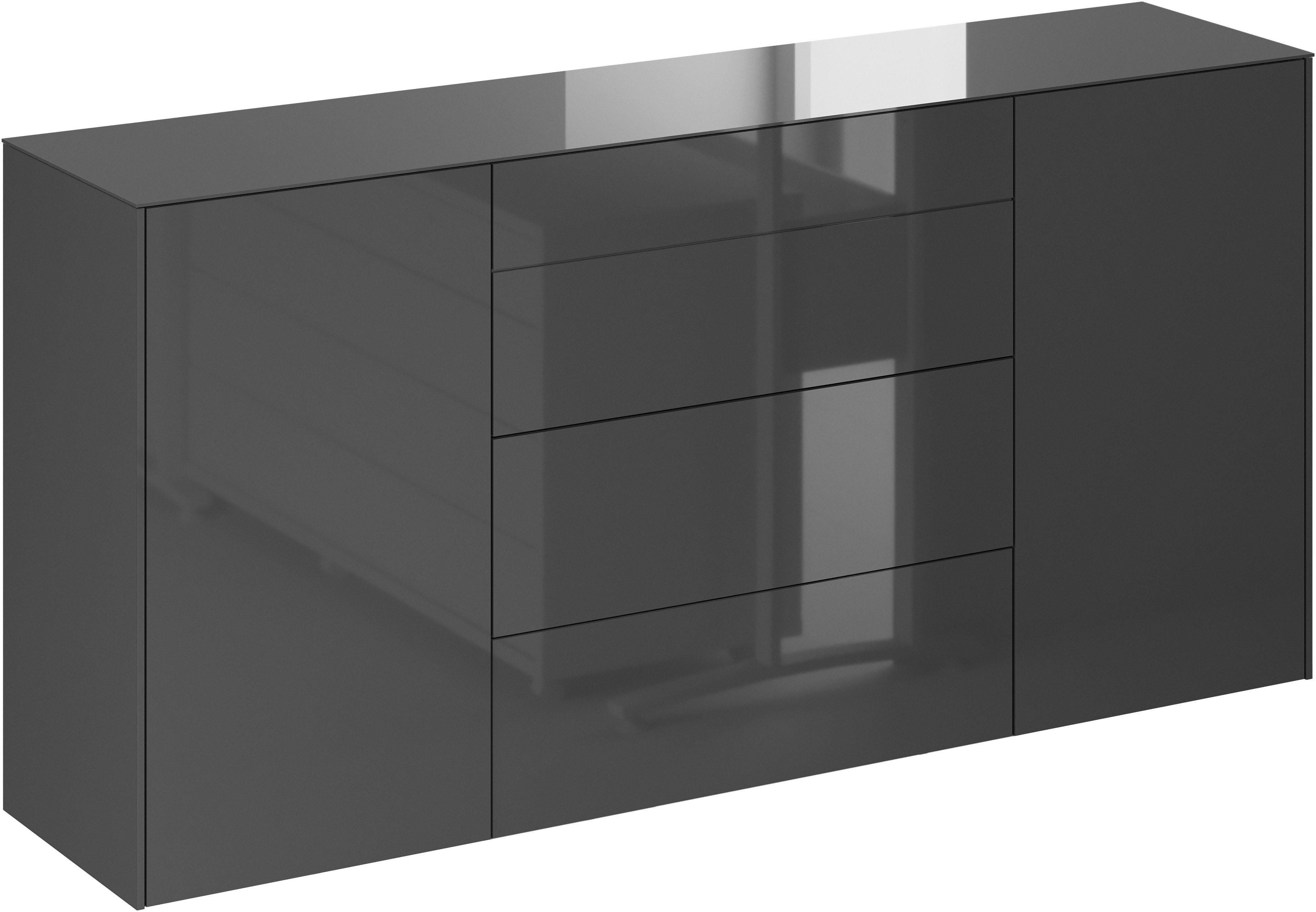 Mäusbacher Kommode, Kommode BHT 179/89/42 cm, Push to open, Front+Oberplatte=Glas
