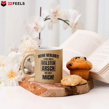 22Feels Tasse Verlobter Geschenk Männer Verlobung Bekannt Geben Für Ihn Spruch, Keramik, Glitzertasse, Made in Germany