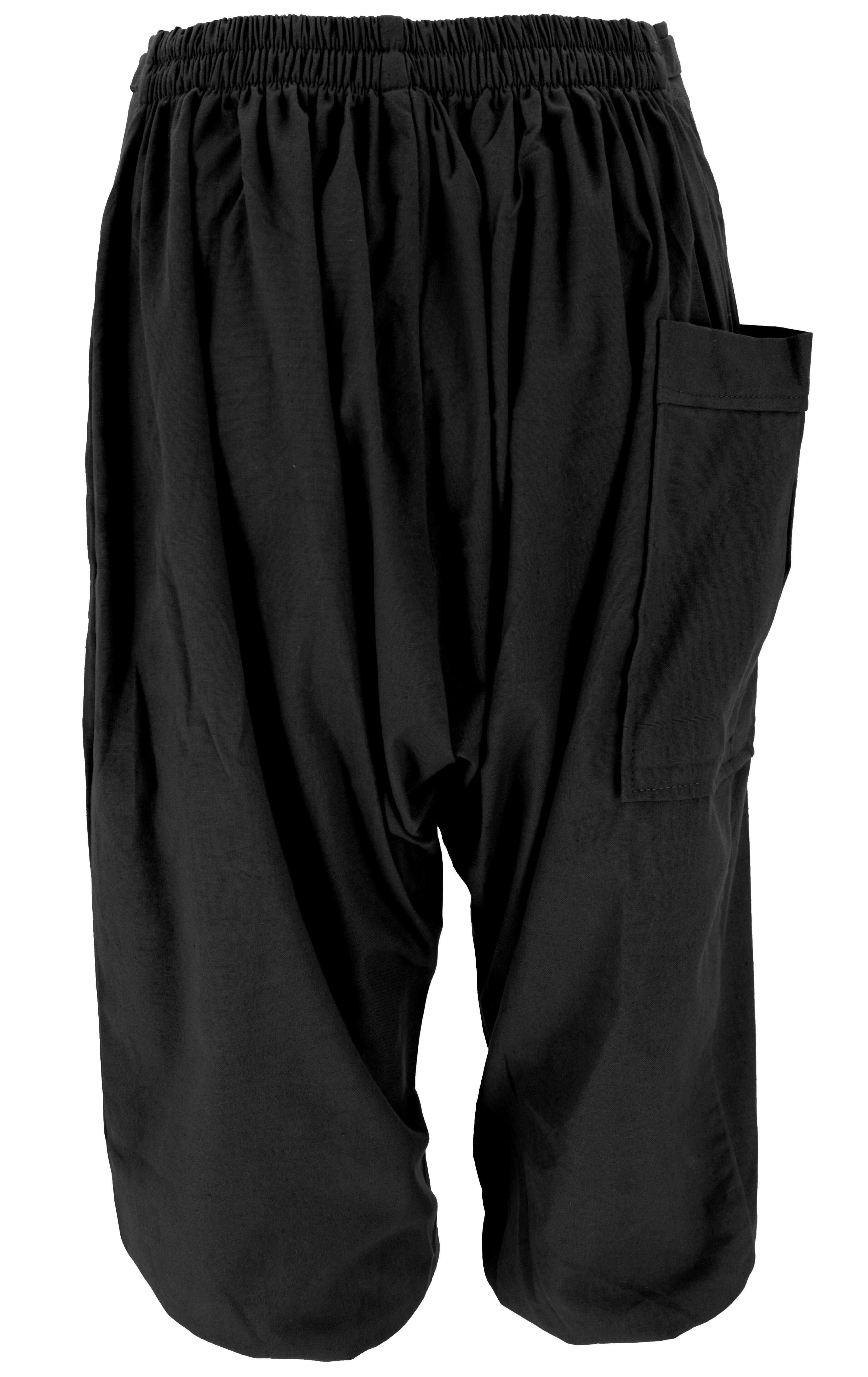 Guru-Shop Relaxhose Baggy Shorts, Sarouel Hose - schwarz Ethno Style, alternative Bekleidung