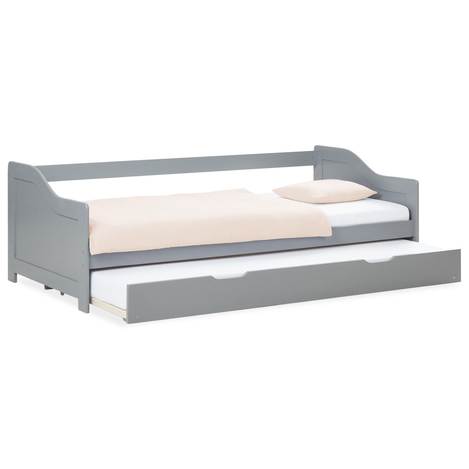 Homestyle4u Ausziehbett 90x200 Holz Gästebett mit Ausziehfunktion 2 Liegeflächen Doppelbett (Set mit 2x Lattenrost), 2x 90x200, 2 Personen/Kinder, Stauraumbett