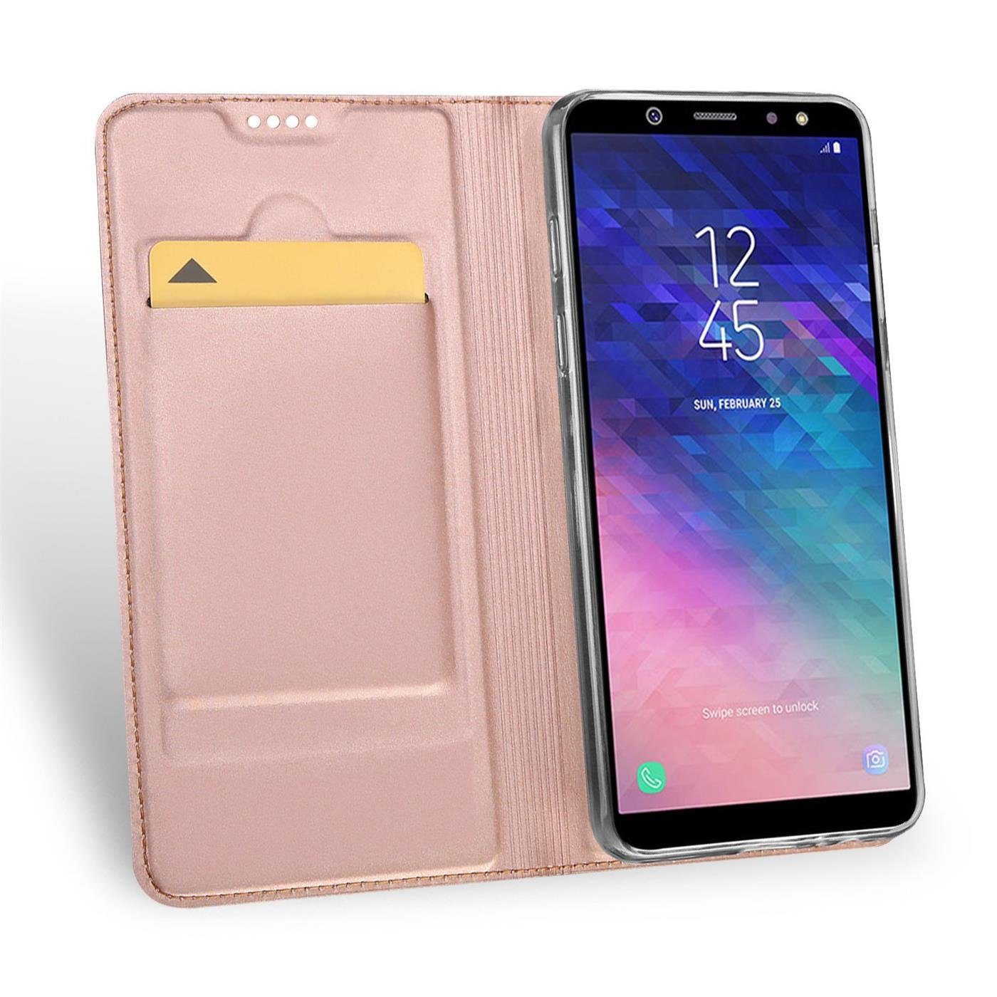 CoolGadget Handyhülle Magnet Case Handy Tasche für Samsung Galaxy A6 Plus 6 Zoll, Hülle Klapphülle Ultra Slim Flip Cover für Samsung A6+ Schutzhülle