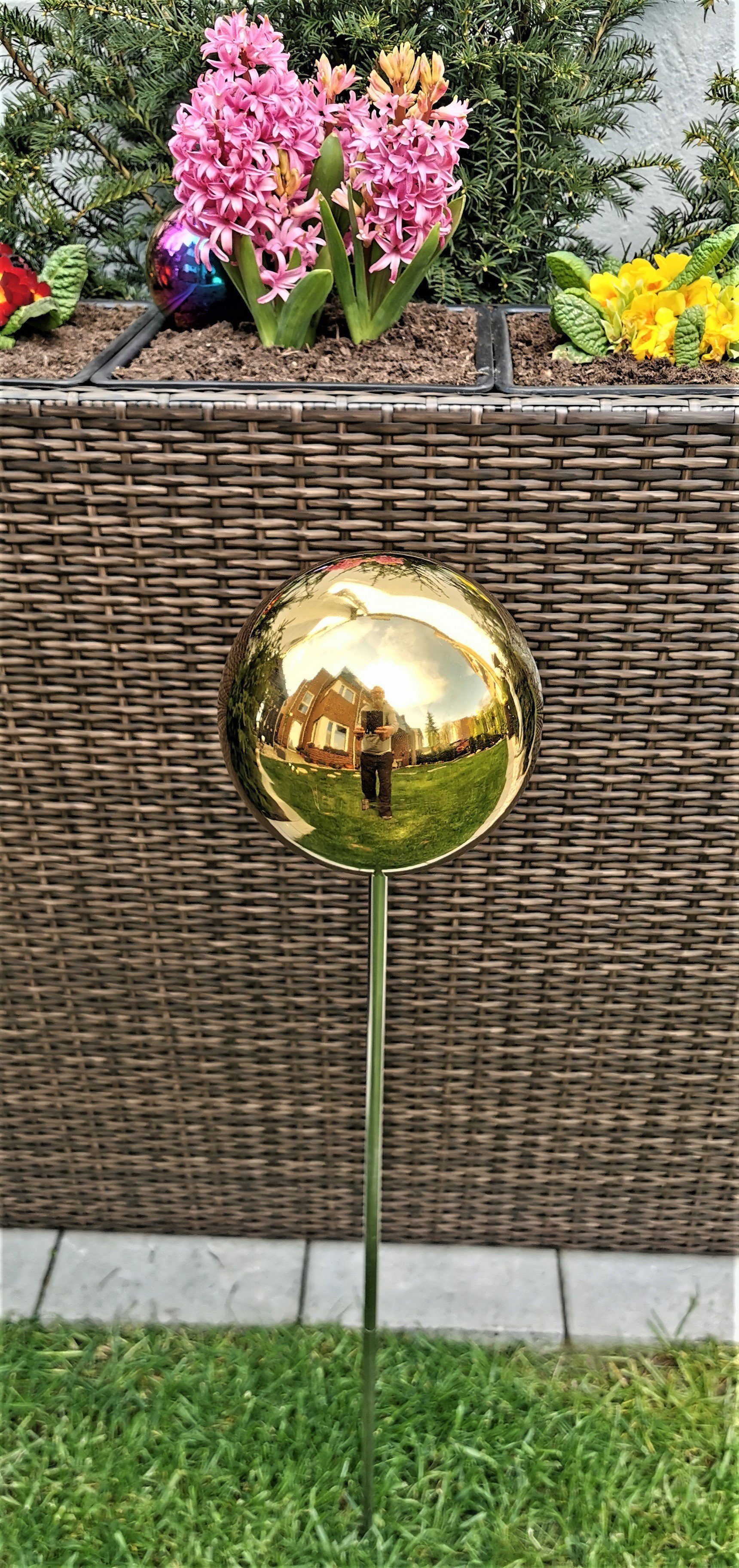 Jürgen Bocker GartenAmbiente Gartenstecker »Rosenkugel Edelstahl Gold