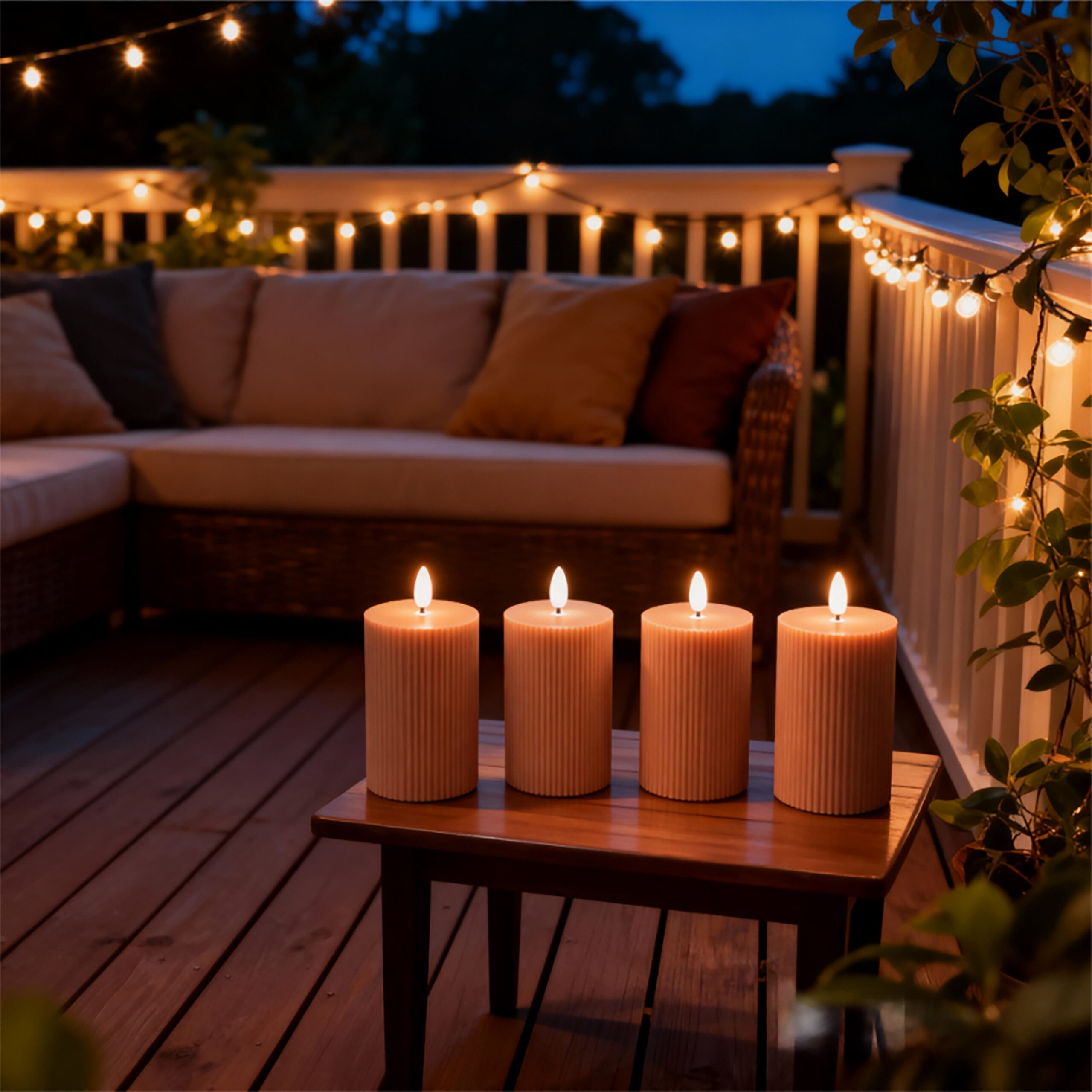 relaxdays LED-Kerze 4er Set 13 cm, Altrosa günstig online kaufen