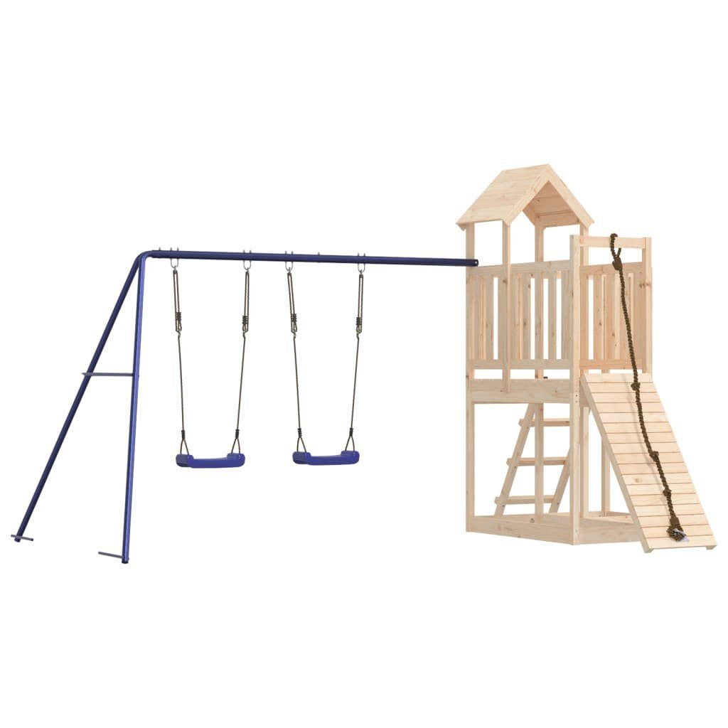 Spielhaus Spielturm mit Schaukeln und Kletterwand Kiefer Massivholz vidaXL