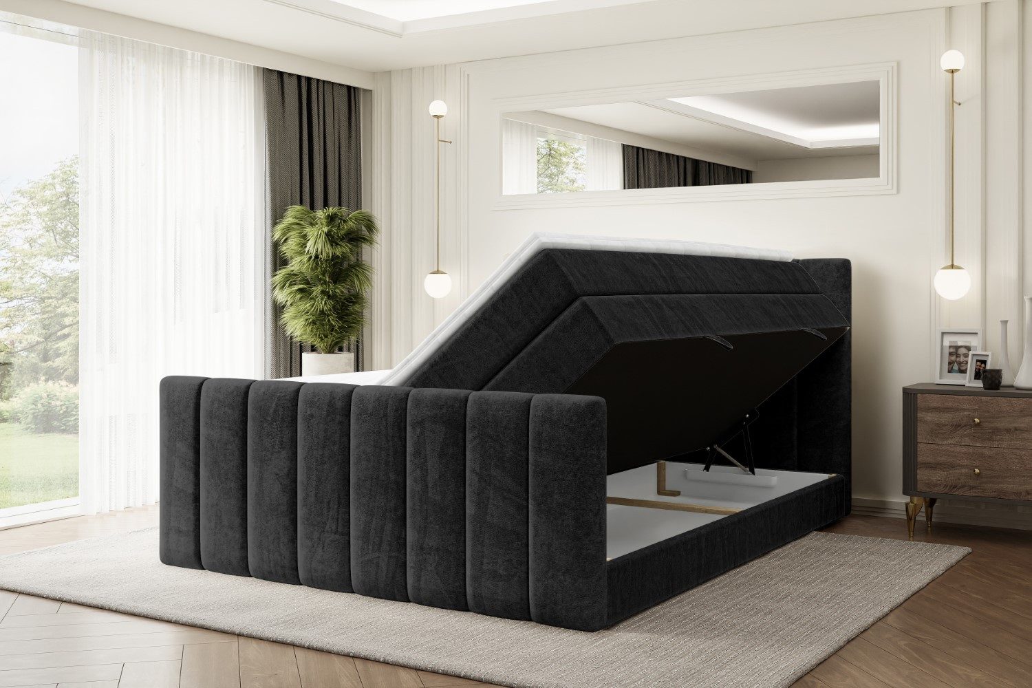 ALTDECOR Boxspringbett OTTA-Z KING (Multipocket-Matratze H4, H3 Matratze Bonellfederung, Topper, Kopfteil), Doppelbett mit Fußteil