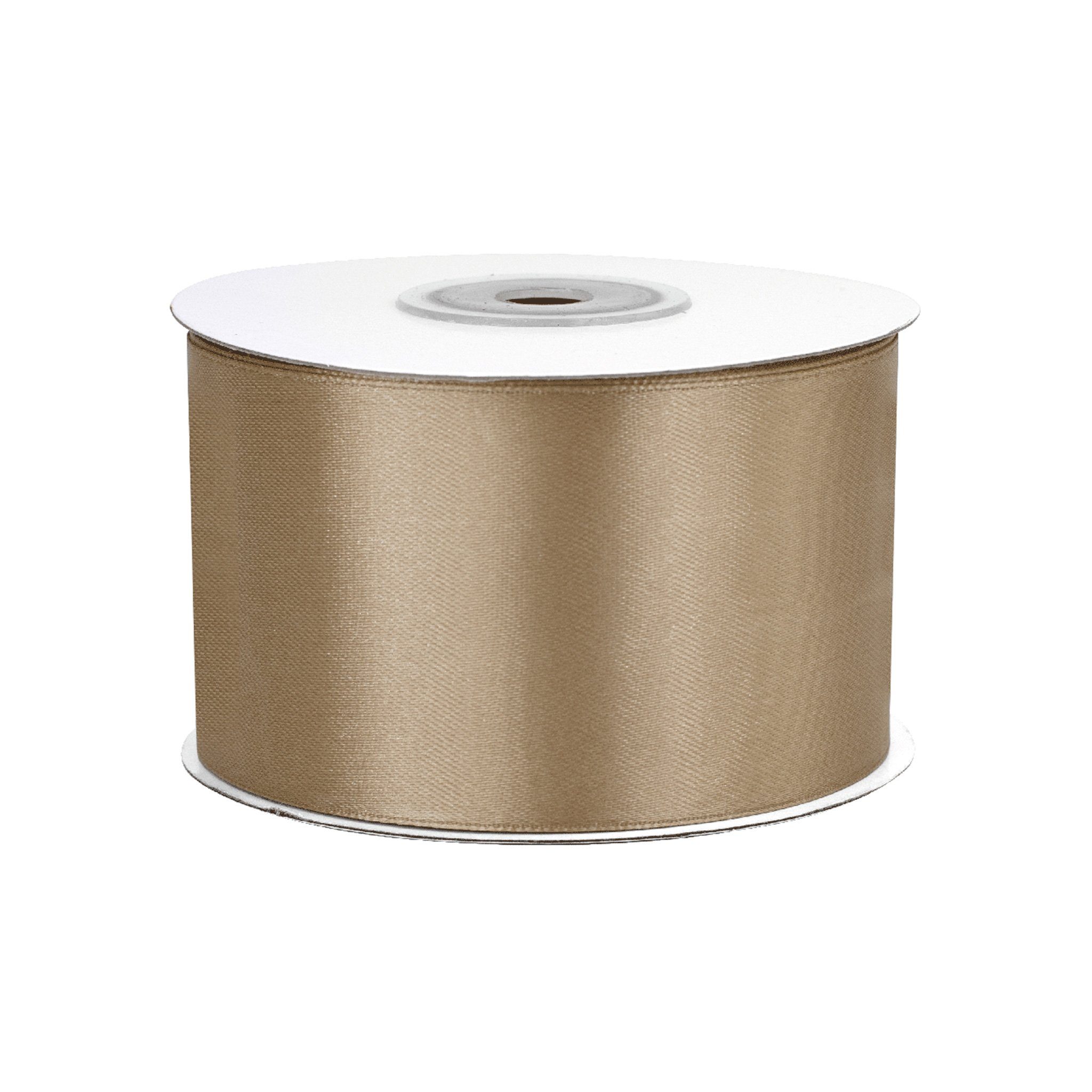 Creativery Satinband, Satinband 50mm x 25m Rolle Hellbraun