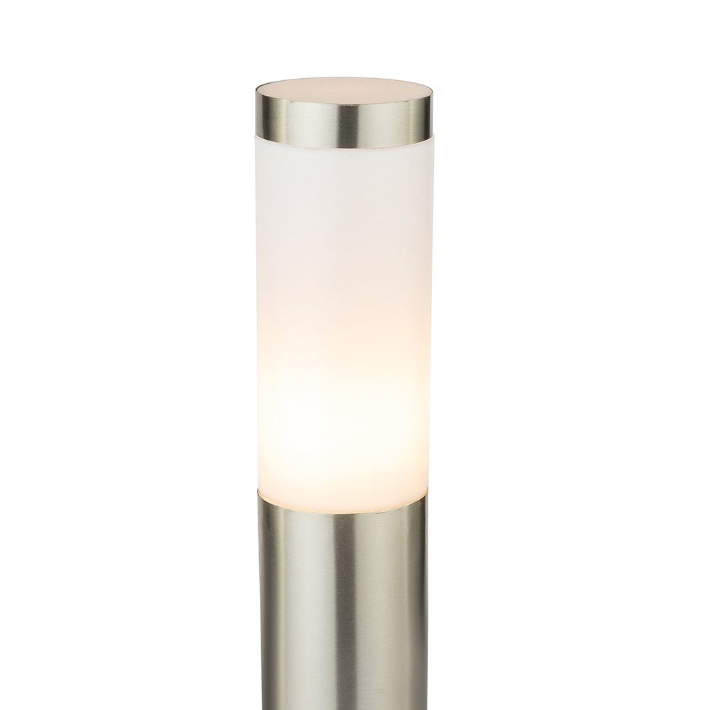 Edelstahl Sockel inklusive, Leuchtmittel E27 Sockelleuchten, 2er Steh Design Lampe Globo weiß Beleuchtung nicht Set 1x