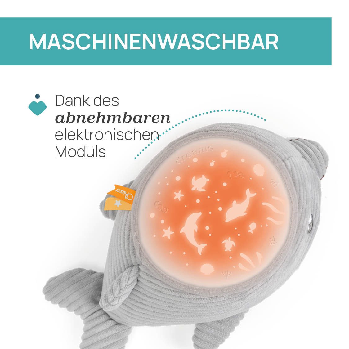 Chicco Nachtlicht Delfin NachtlichtProjektor, Deckenprojektion, Einschlafhilfe, Farbwechsel, Melodien, Nachtlichtfunktion, Farbwechsler, mit Projektor und Sound – Bild 4 von 5