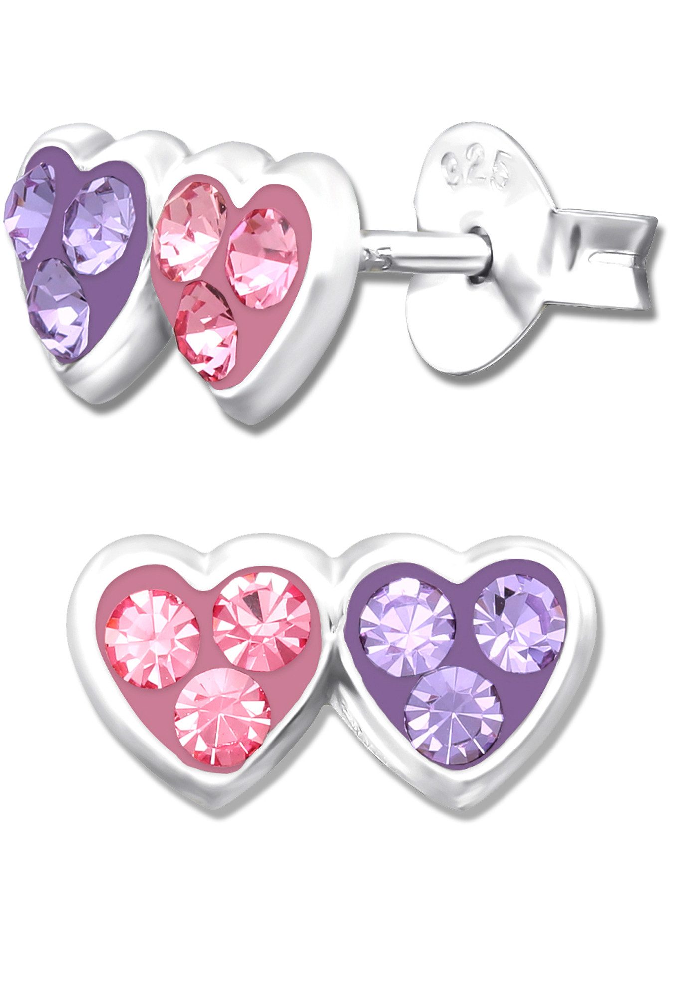 Paar Ohrstecker Kinder Mädchen 925 Silber Herz Herzohrringe Kinderohrringe