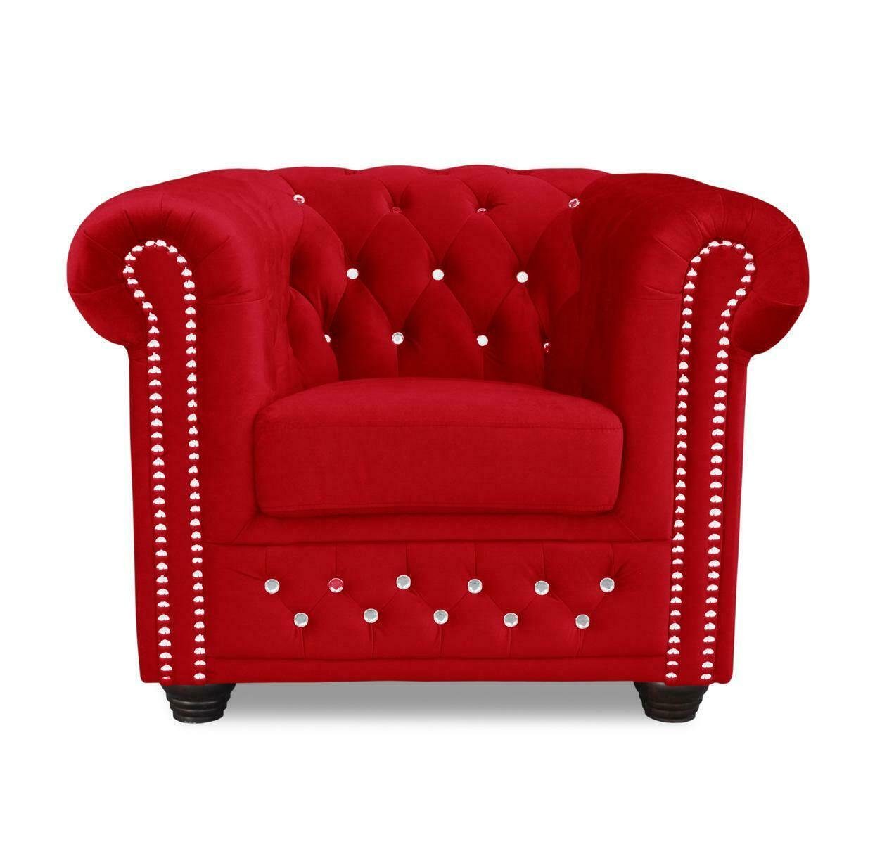 JVmoebel Sessel, Sessel Design Polster Modern Textil Stoff Rot Fernseh 1 Sitzer Chesterfield Neu
