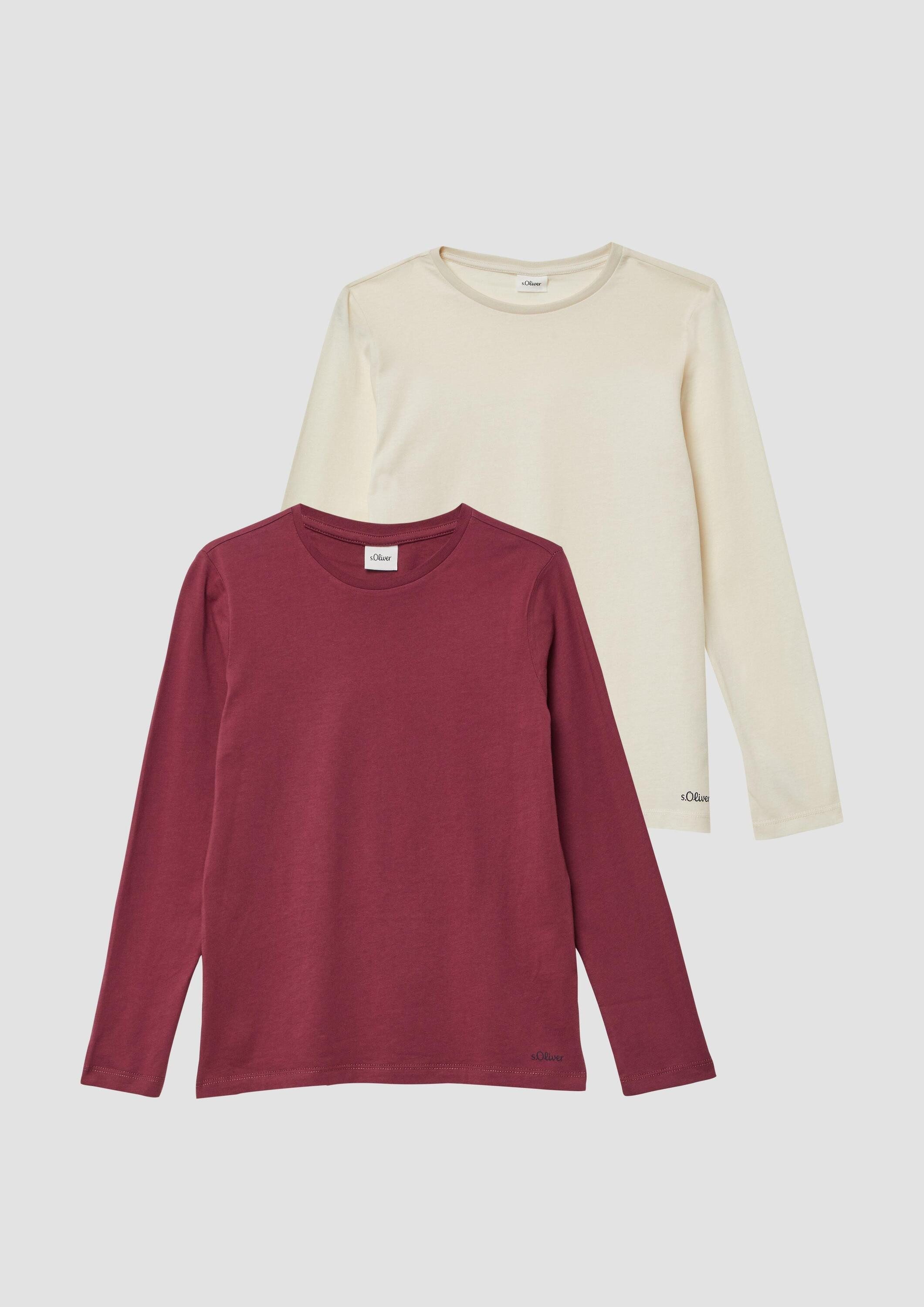 s.Oliver Langarmshirt T-Shirt Unisex Longsleeves aus Baumwolle im Doppelpack