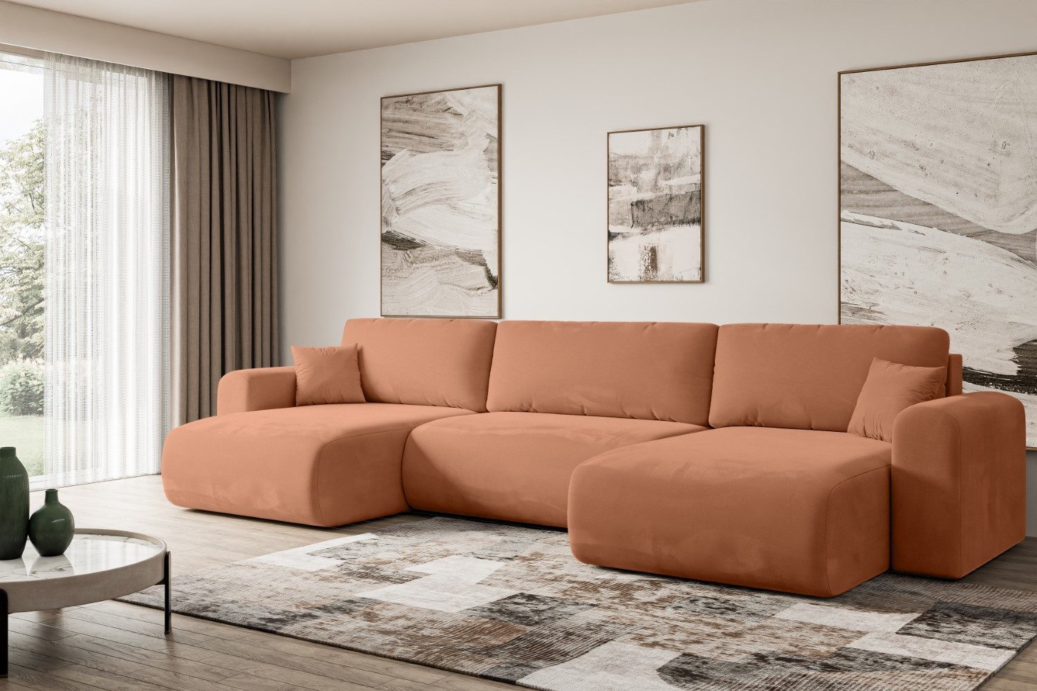 ALTDECOR Wohnlandschaft ORRO-U, Couch mit Schlaffunktion, Wohnzimmer - Wohnlandschaft, Corner Sofa Bett Eckcouch Couch L-Form Schlafcouch Ausziehbar