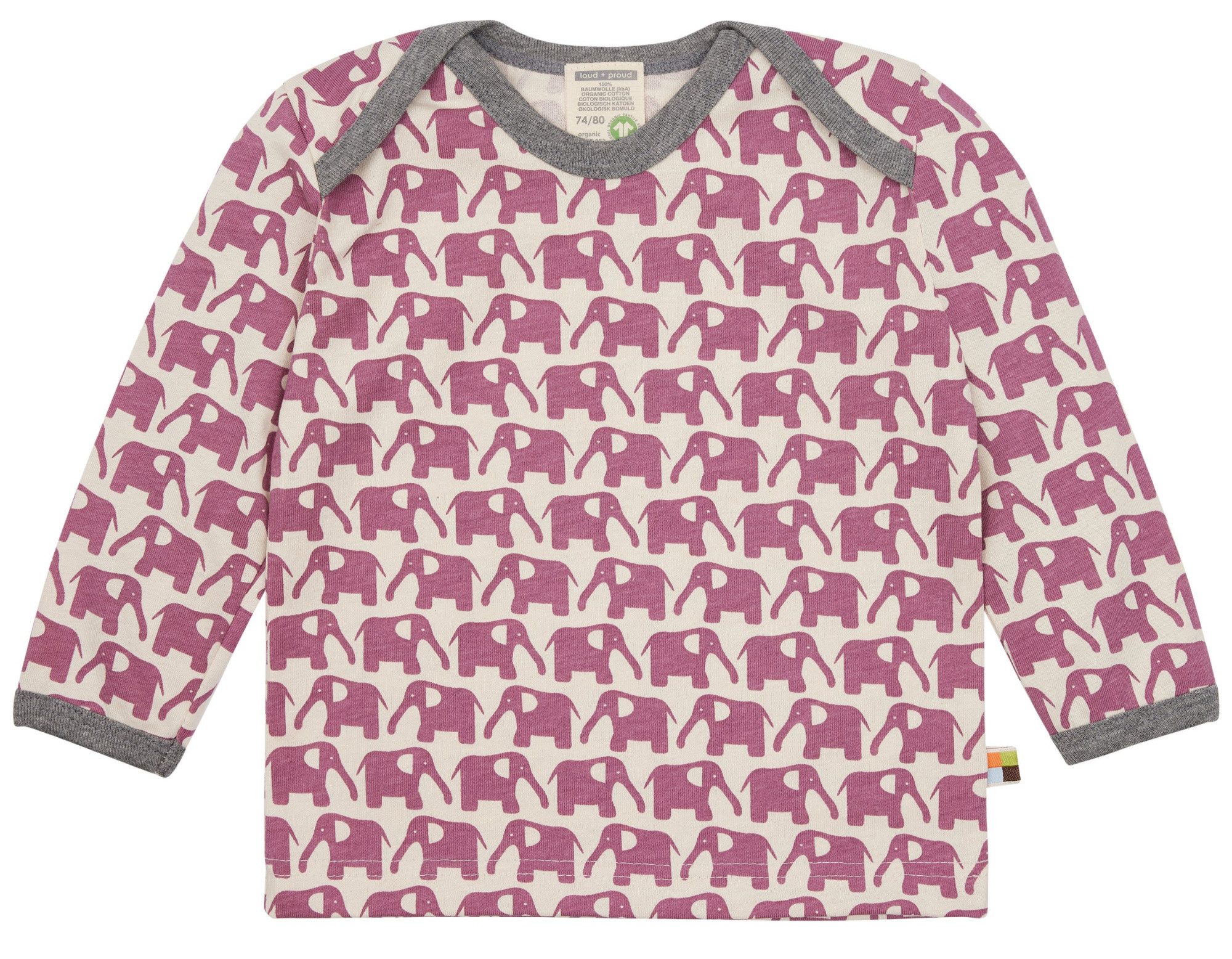 loud + proud Langarmshirt mit Elefanten Druckmotiv Bio Baumwolle, GOTS