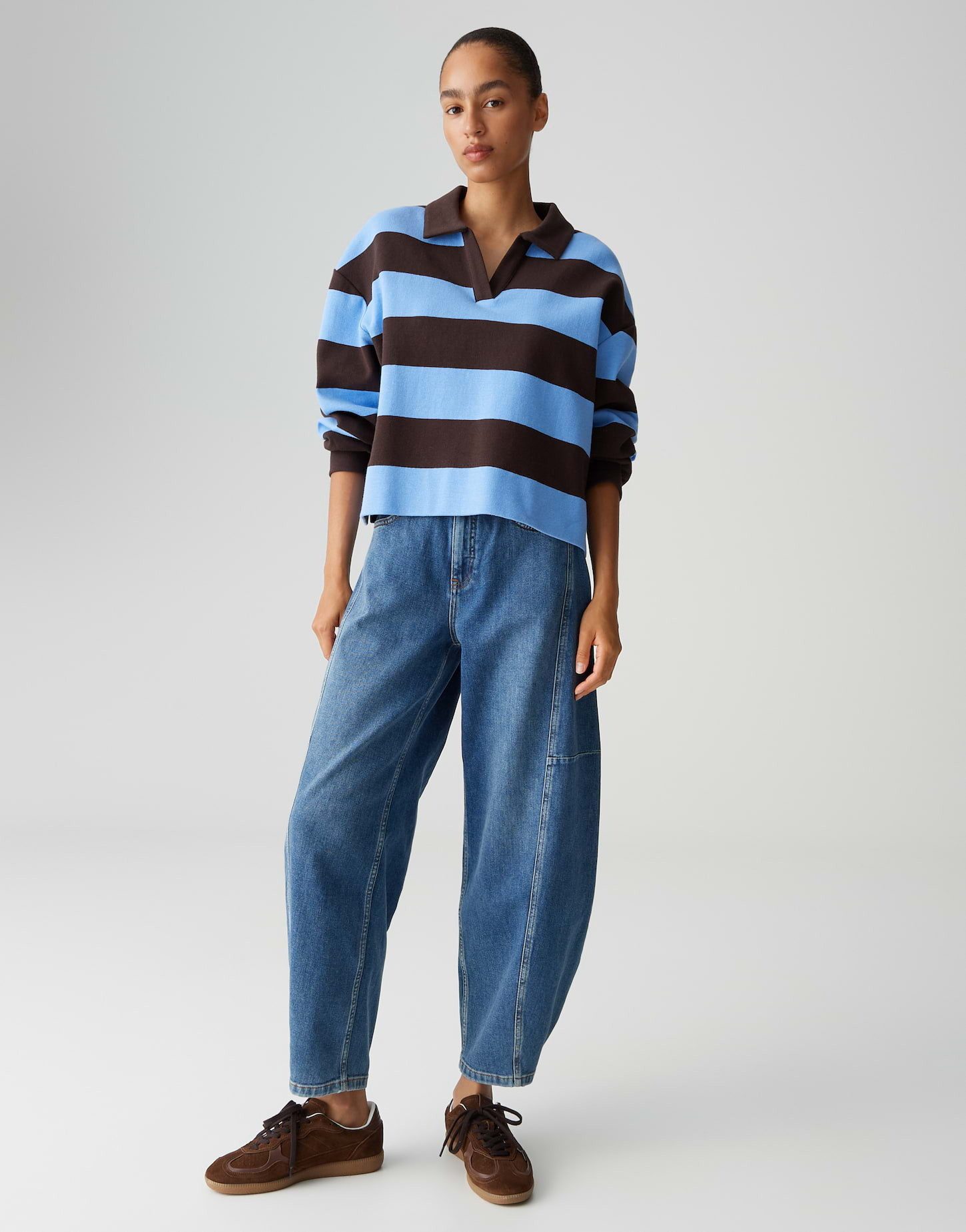 OPUS Sweatshirt GLOCKI Loose mit breiten Rugby Streifen weite Passform, weicher Griff