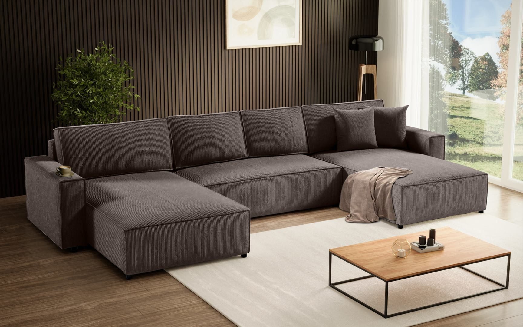 Beautysofa Ecksofa U-Form Parys, mit Schlaffunktion, günstig online kaufen